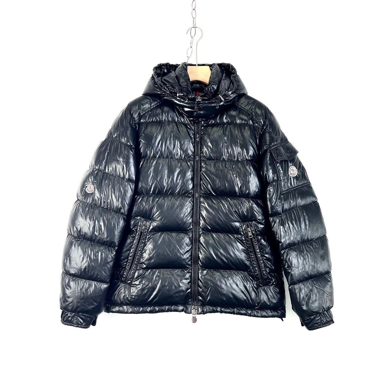 Moncler Moncler Black Shiny Hooded Down Jacket Size US L / EU 52-54 / 3 - 1 Thumbnail