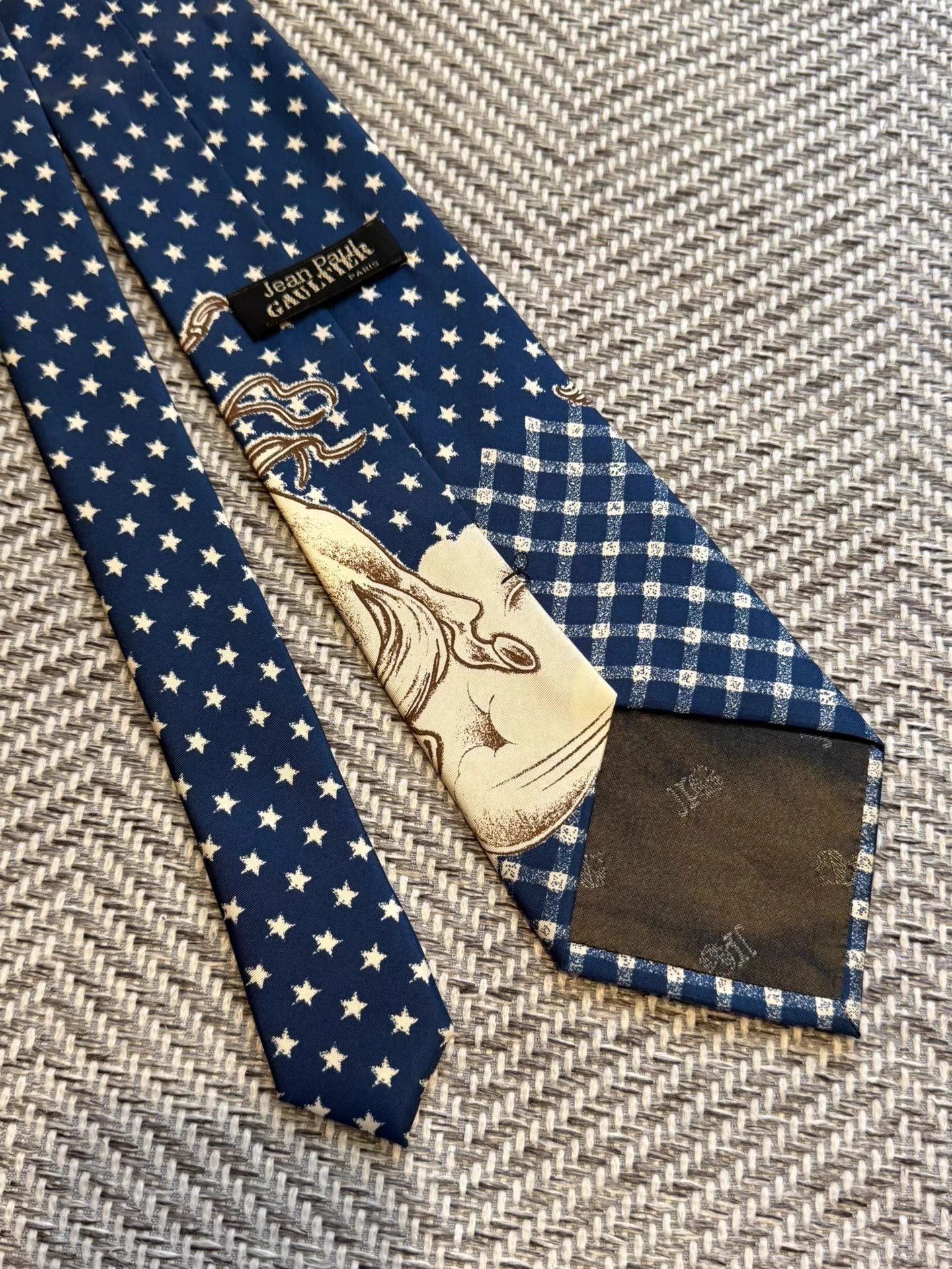 Jean Paul Gaultier Jean Paul Gaultier Plaid & Cowboy Narrative Print Tie K24 Size ONE SIZE - 4 Thumbnail