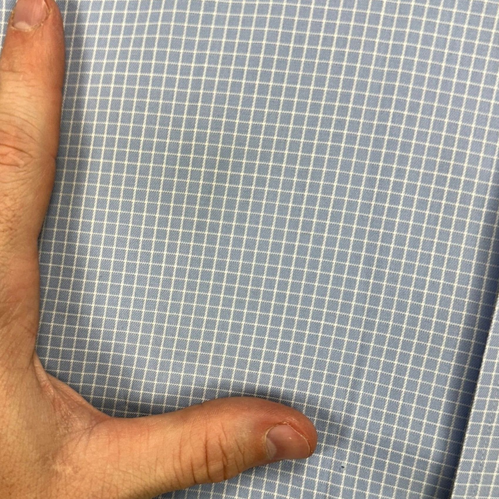 Vintage Ledbury Dress Shirt 17 Blue White Grid Check Slim Fit Button Up Long Sleeve Mens Size 46R - 7 Thumbnail