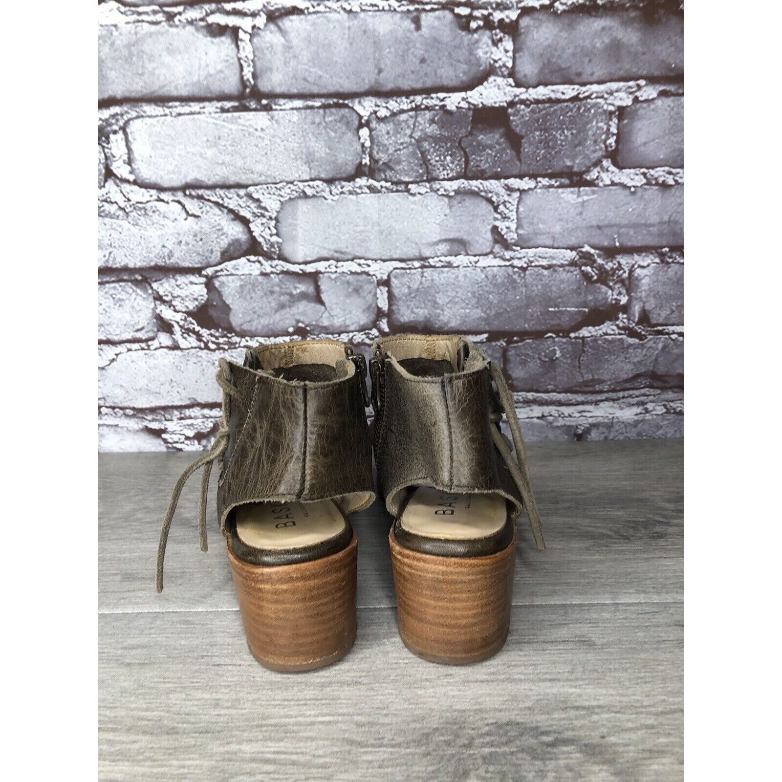 Other Baske California Ariel Olive Leather Lace Zip Open Toe Heel Size US 6 / IT 36 - 4 Thumbnail