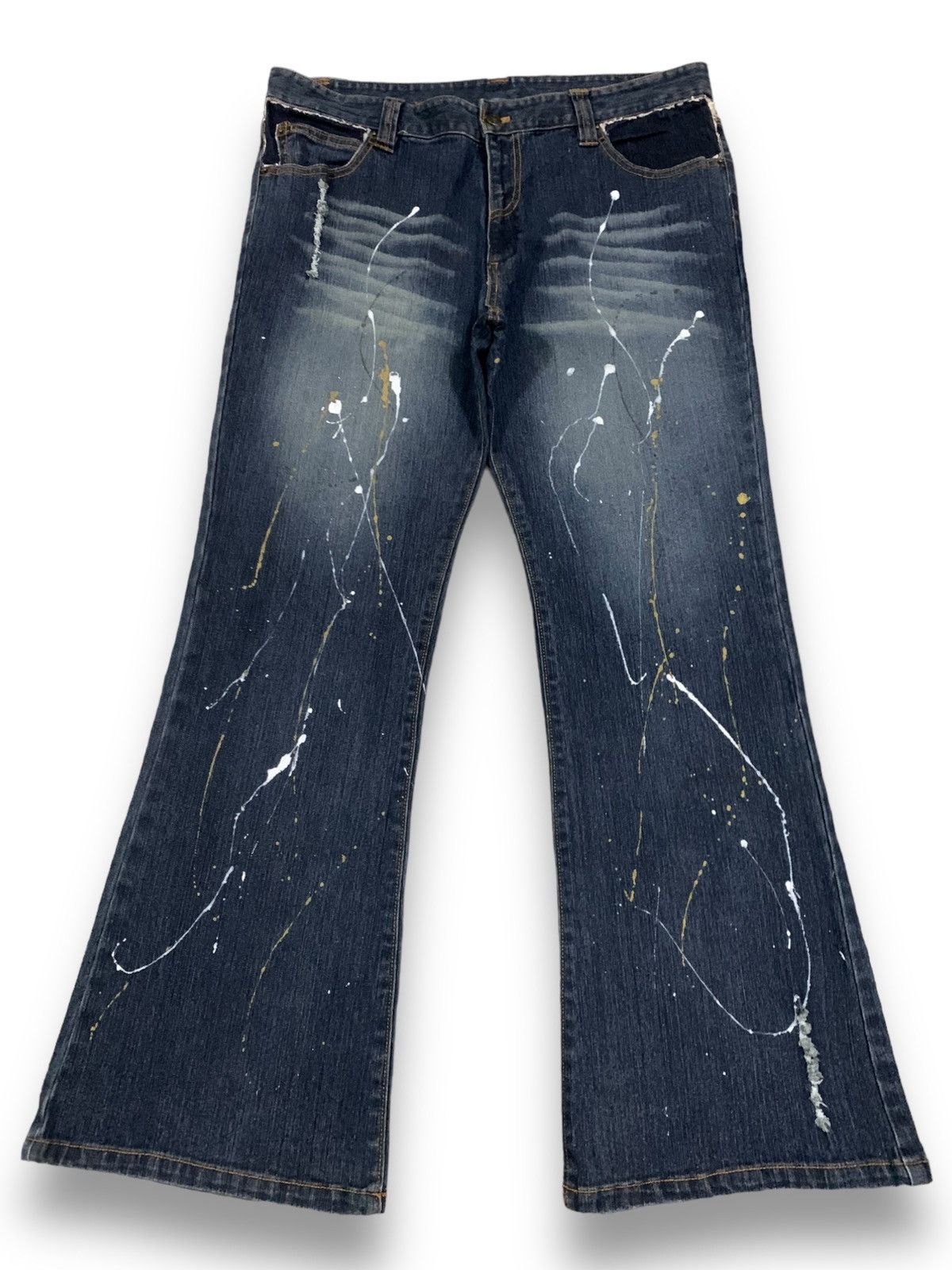 Japanese Brand Japanese Brand Blue Wash Painted Splatter Flare Grunge Jeans Size US 36 / EU 52 - 1 Thumbnail