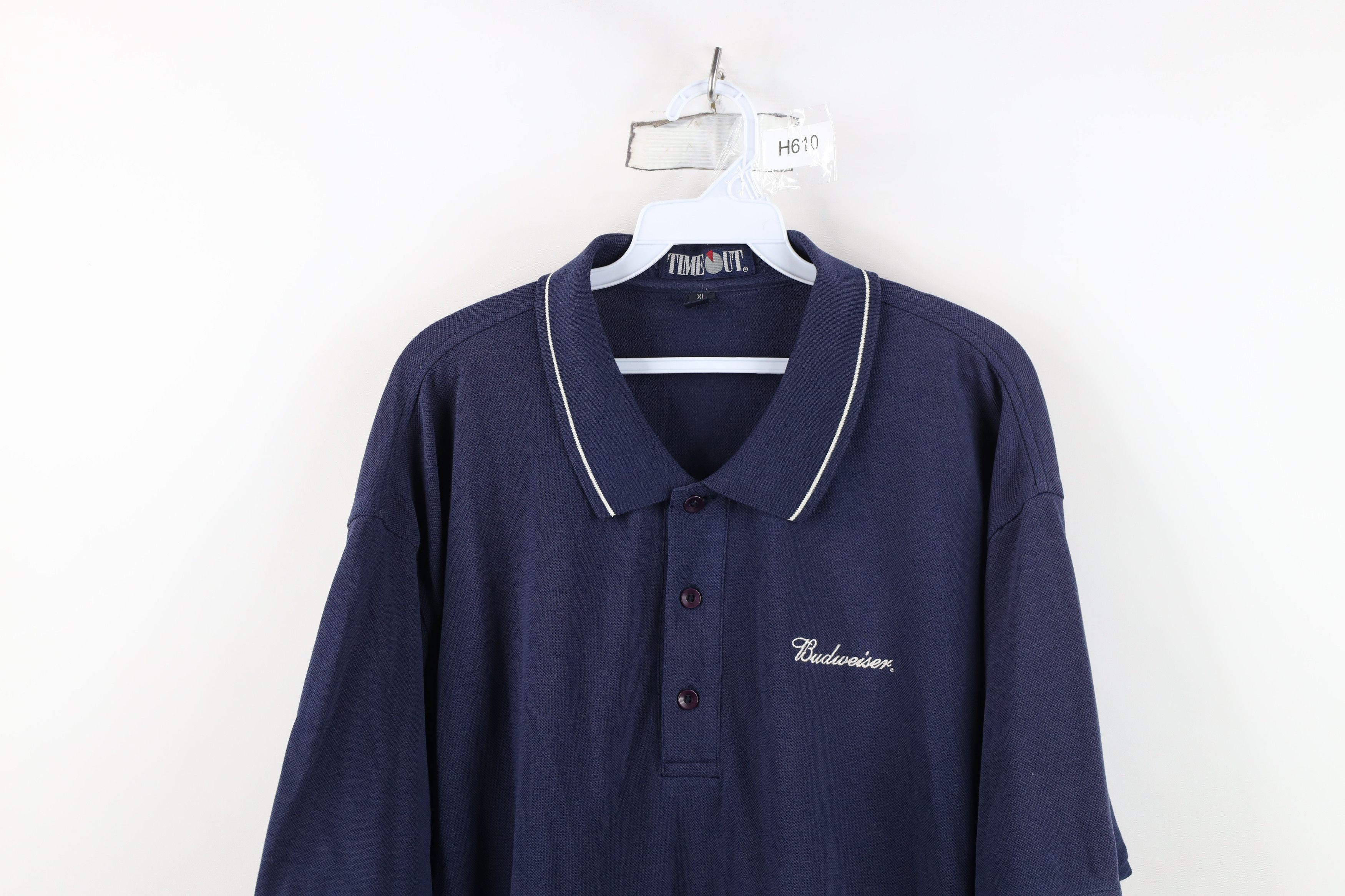 Vintage Vintage 90s Budweiser Beer Collared Golf Polo Shirt Blue Size US XL / EU 56 / 4 - 2 Thumbnail