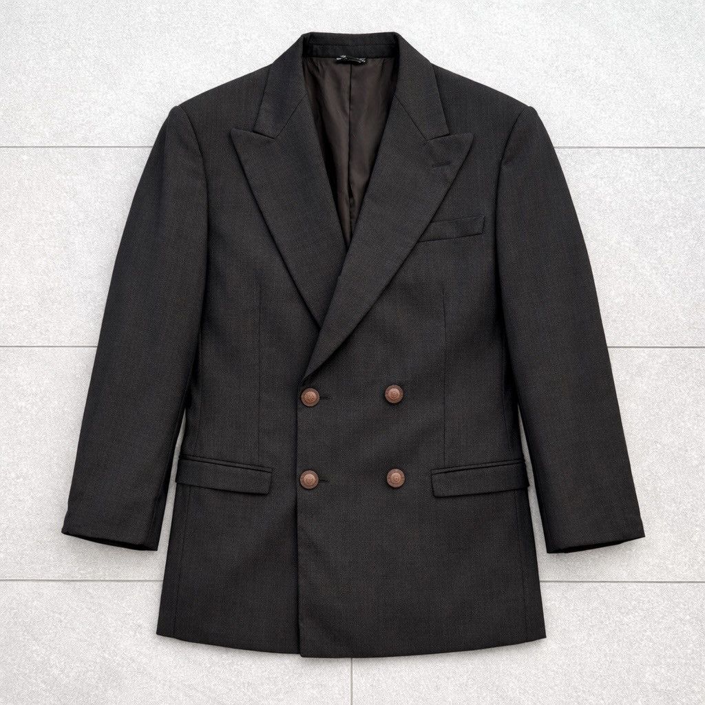 Versace Vintage Gianni Versace Double Breasted Blazer Brown Medusa Size 46R - 1 Thumbnail