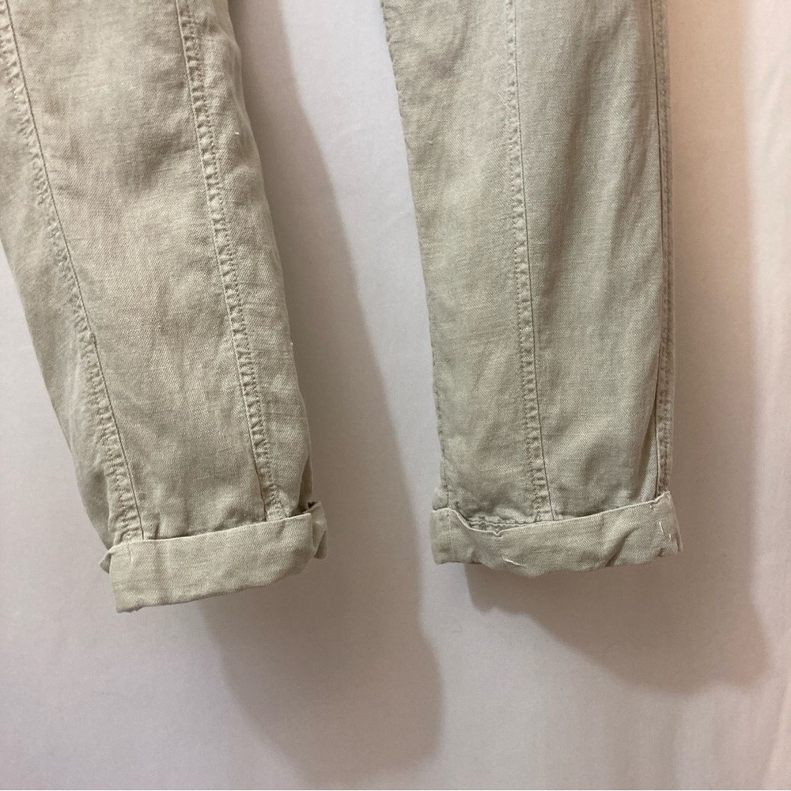 Nicole Miller Nicole Miller Linen Lyocell Cuffed Khaki Tan Cargo Pants Size 30" / US 8 / IT 44 - 6 Thumbnail