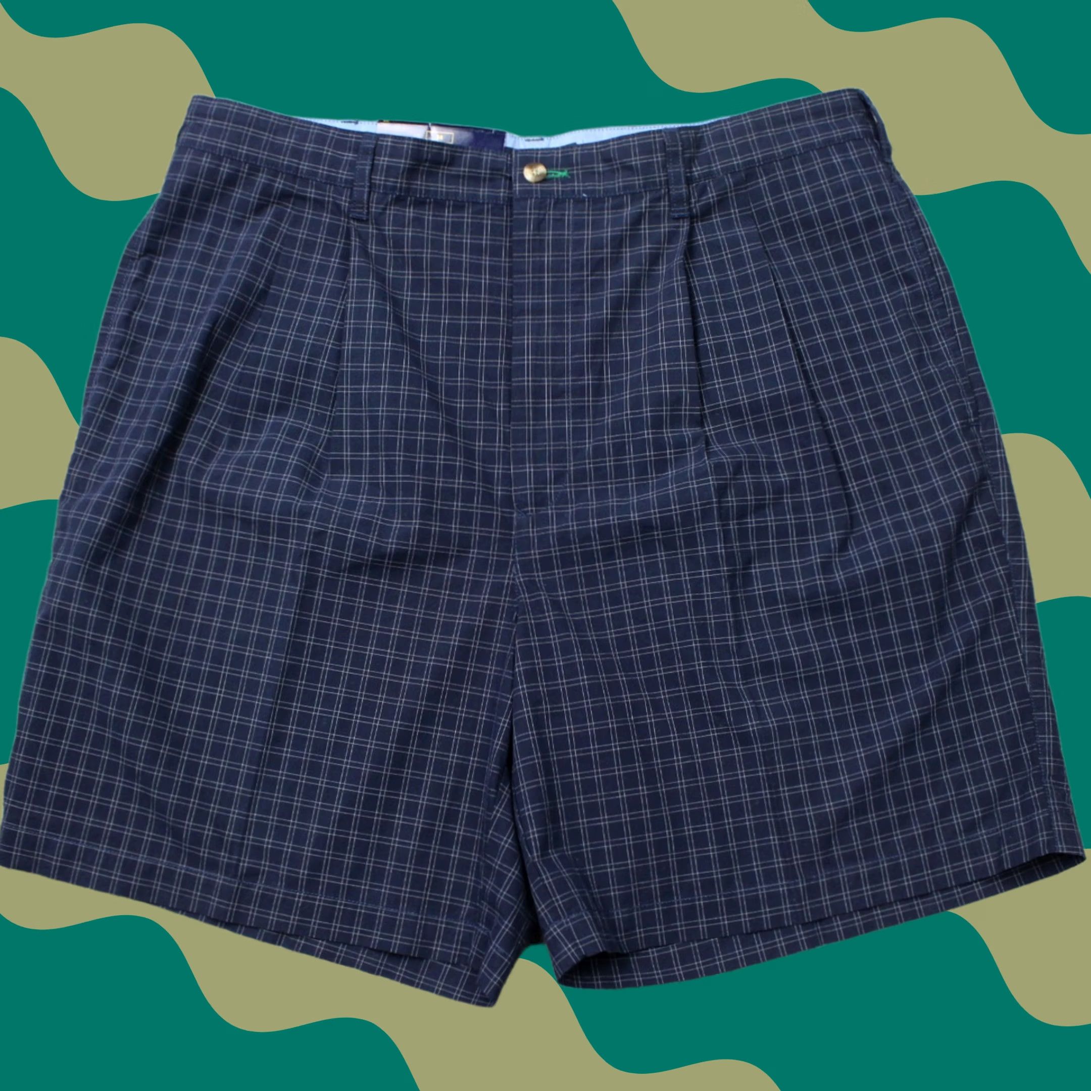 Tommy Hilfiger Tommy Hilfiger Mens 38 Blue Checkered Chino Shorts 100% Cotton 8" Flat Front NWT Casual Slim Progressive? Size US 38 / EU 54 - 1 Thumbnail