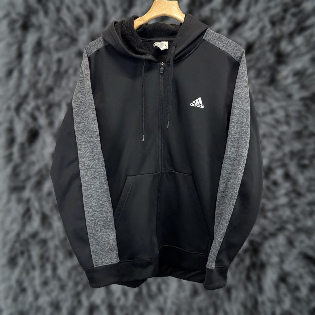 Adidas Adidas Climate Track Jacket Men XL Black Grey Full Zip Outdoor Casual Hooded Outdoors Size US XL / EU 56 / 4 - 1 Thumbnail