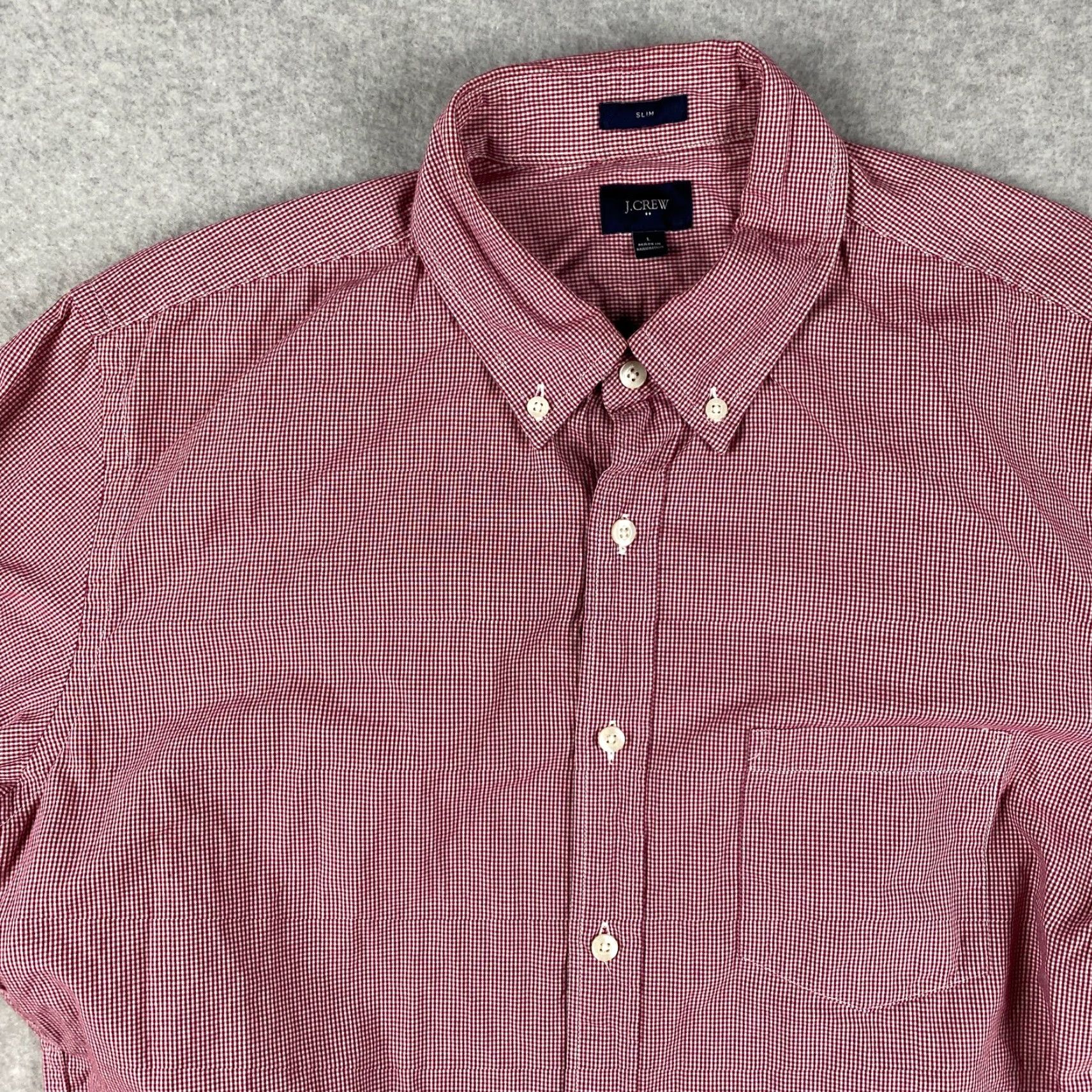 J.Crew J.CREW Shirt Mens L Red Slim Fit Check Button-Down Collar Long Sleeve Knit Size US L / EU 52-54 / 3 - 2 Thumbnail