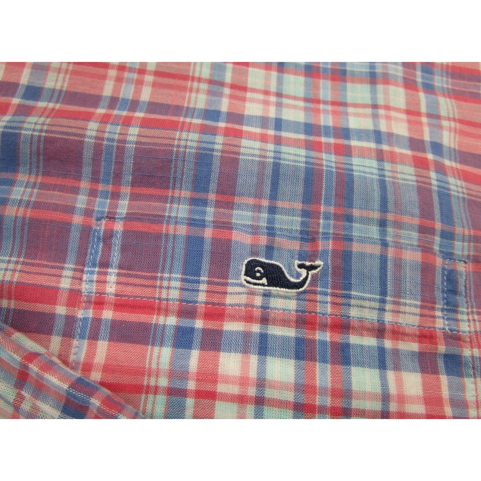Vineyard Vines Vineyard Vines Shirt Mens Large Pink Blue Plaid Classic Fit Tucker Cotton Preppy Size US L / EU 52-54 / 3 - 4 Thumbnail