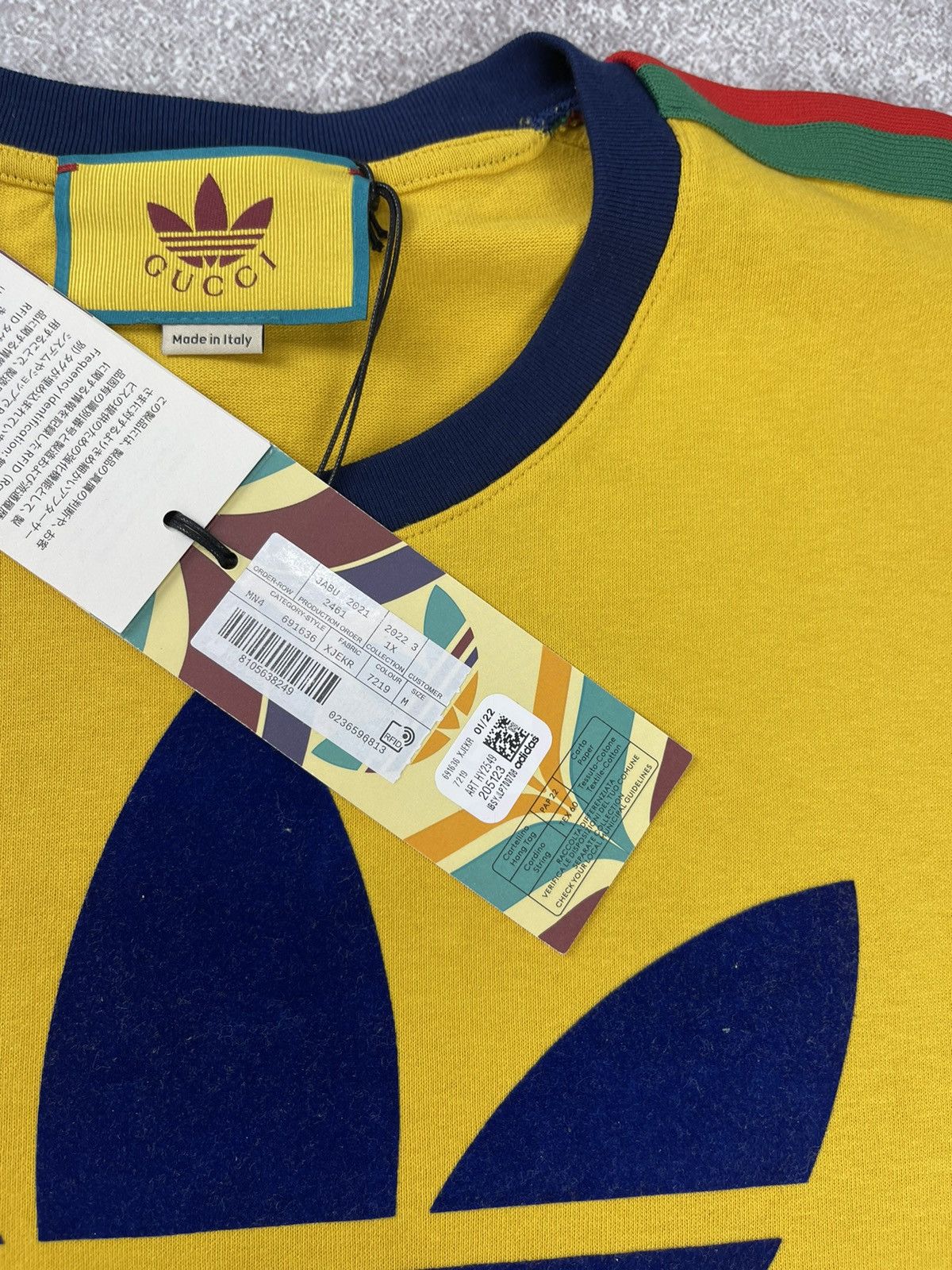 Adidas × Gucci Gucci x Adidas Cotton Jersey T-Shirt Yellow Size US M / EU 48-50 / 2 - 6 Thumbnail