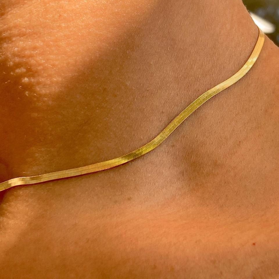 Designer ✨ 18K Gold Filled Herringbone Chain ✨ Size ONE SIZE - 4 Thumbnail
