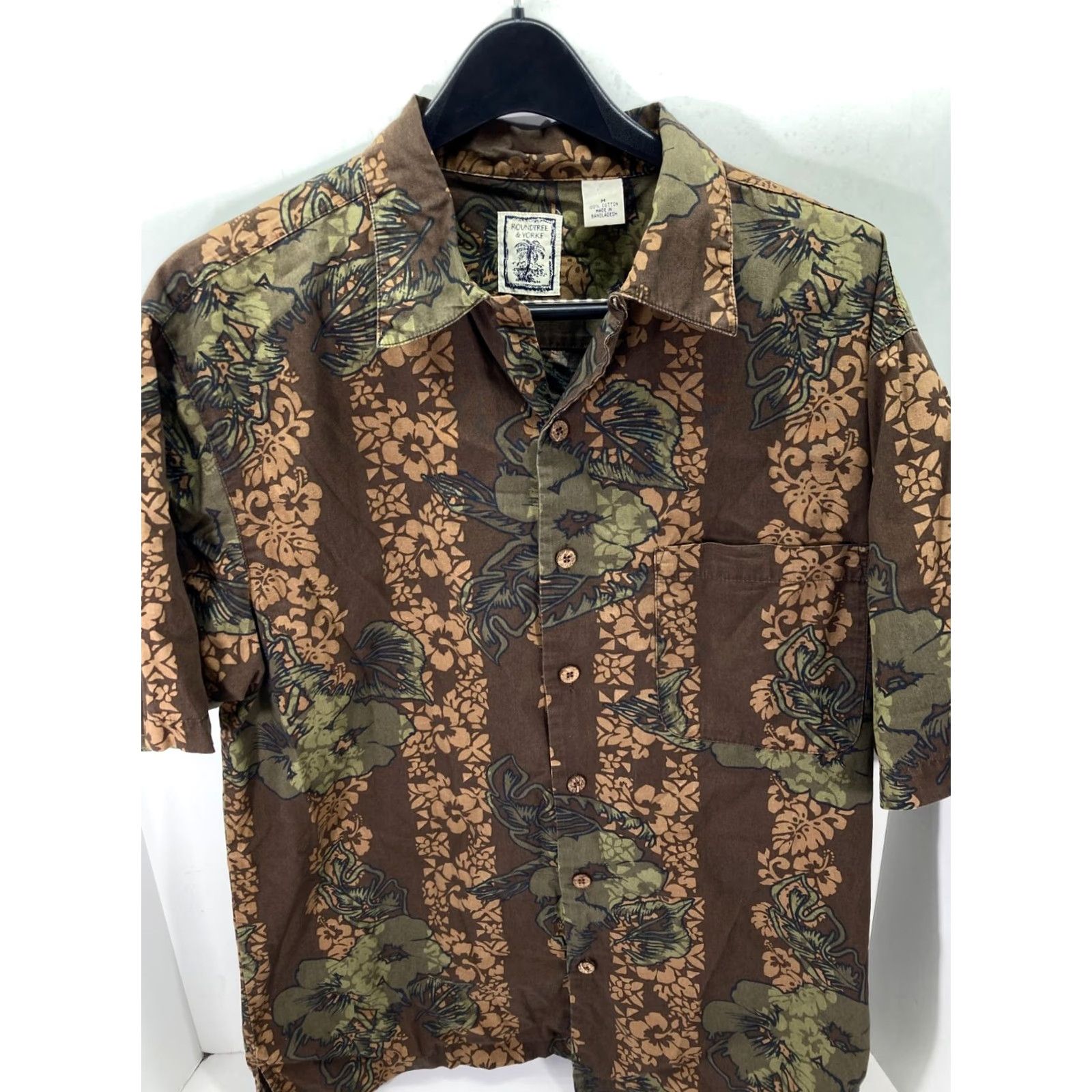 Roundtree & Yorke VINTAGE Roundtree & Yorke Hawaiian Button Up Shirt Mens M Brown Cotton Floral Beach Size US M / EU 48-50 / 2 - 3 Thumbnail