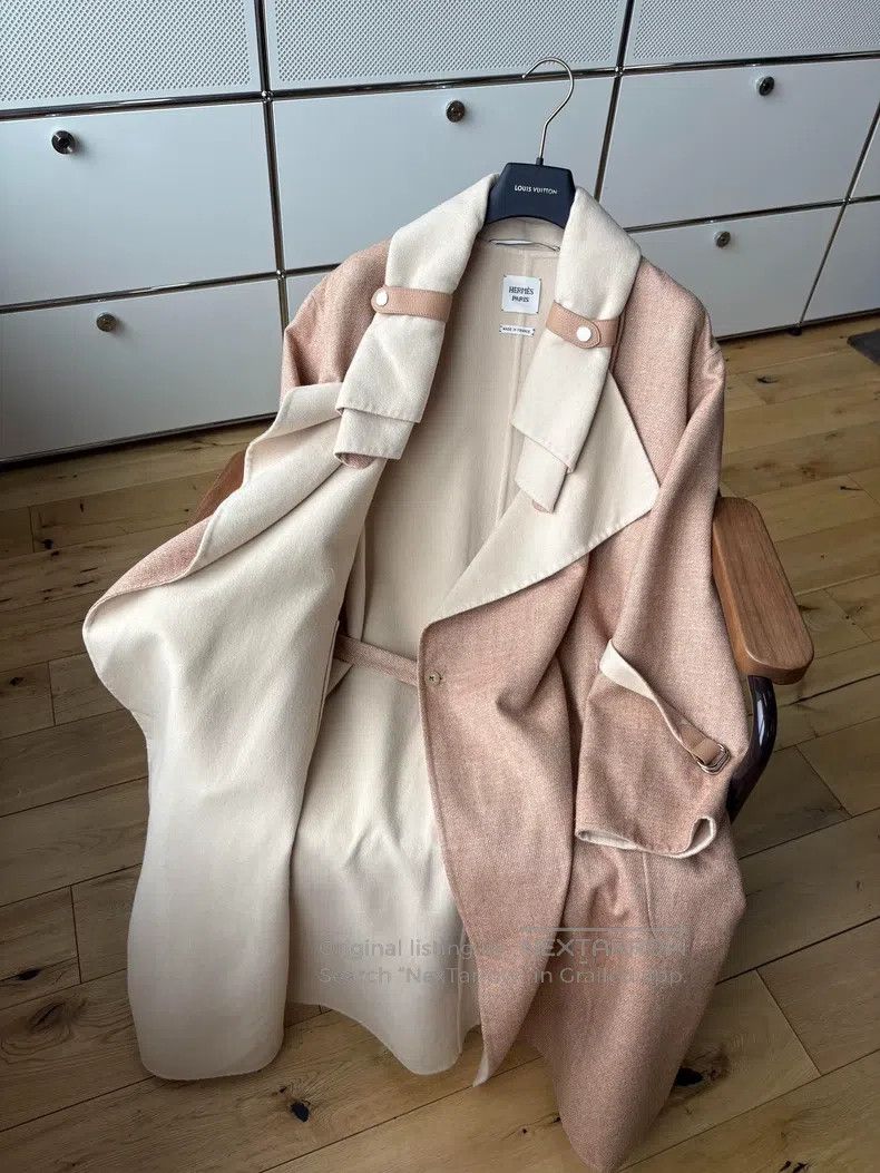 Hermes Hermes Long Double-faced Cashmere Coat with Belt, Leather Size XS / US 0-2 / IT 36-38 - 2 Thumbnail