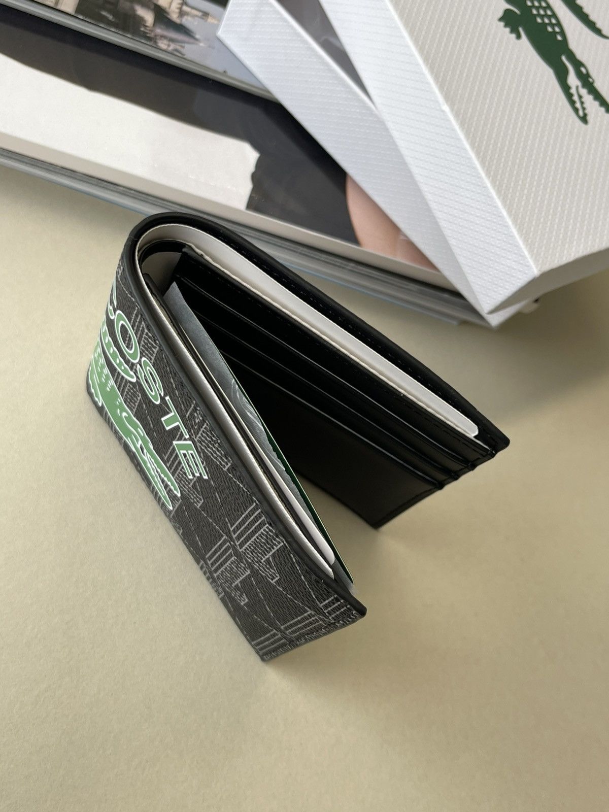 Lacoste (new+tag) Lacoste men bifold wallet monogram black Size ONE SIZE - 2 Thumbnail