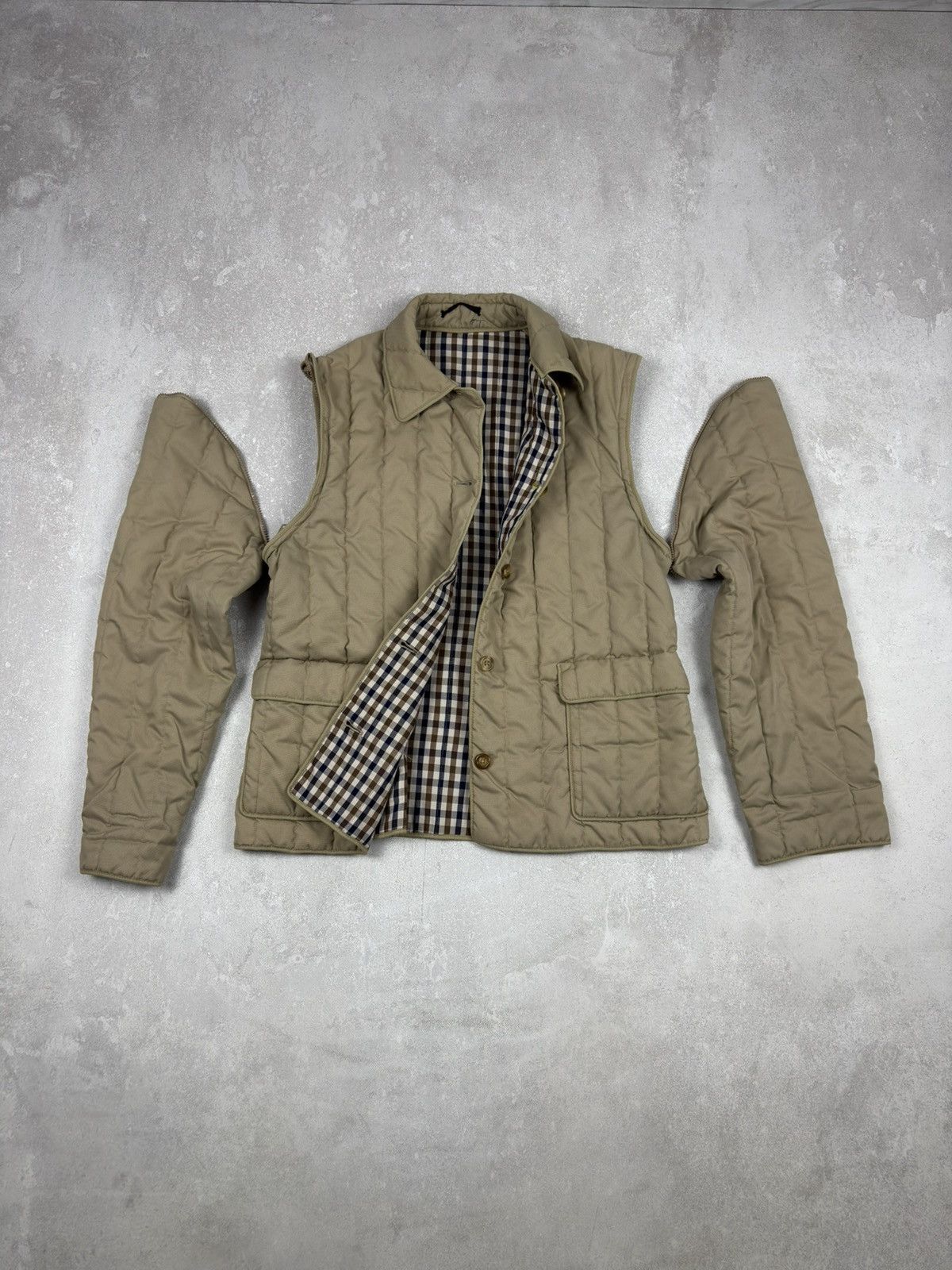 Aquascutum Vintage Aquascutum Quilted 2 in 1 Beige Jacket Gilet Nova Size M / US 6-8 / IT 42-44 - 2 Thumbnail
