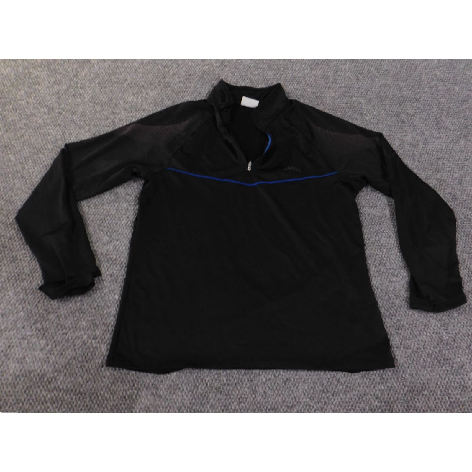 Asics ASICS Sweatshirt Pullover Mens M Black 1/4 Zip Stretch Logo Mock Neck Knit Cotton Polyester Warm Sports Fashion Mens Regular Slimmed Size US M / EU 48-50 / 2 - 2 Thumbnail