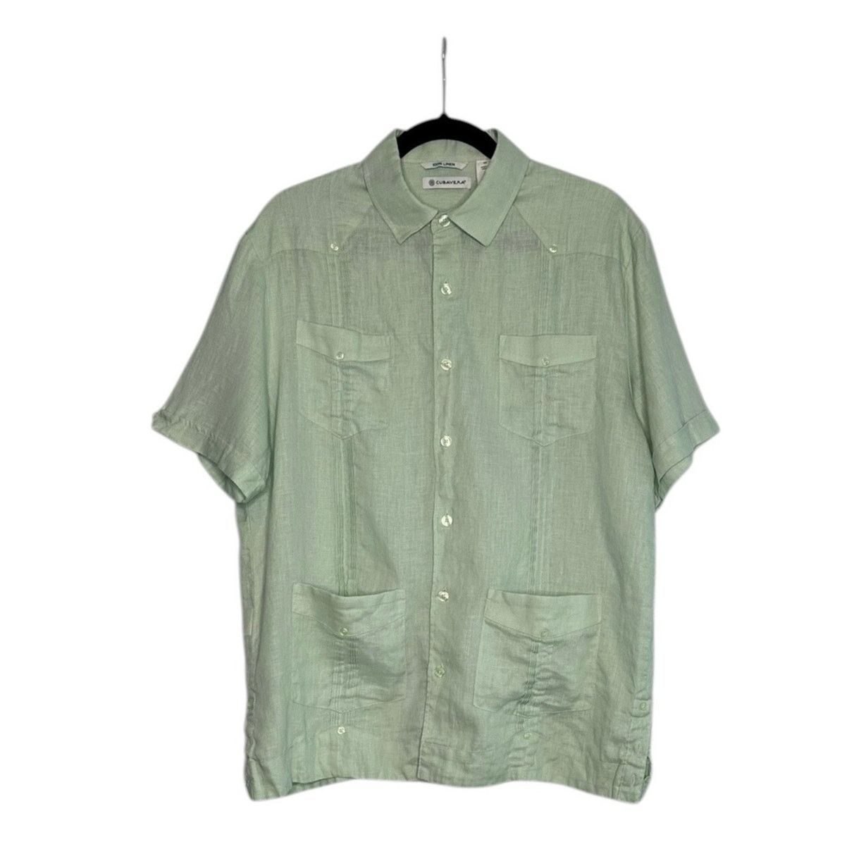 Cubavera Cubavera light green linen short sleeves shirt size medium Size US M / EU 48-50 / 2 - 17 Thumbnail