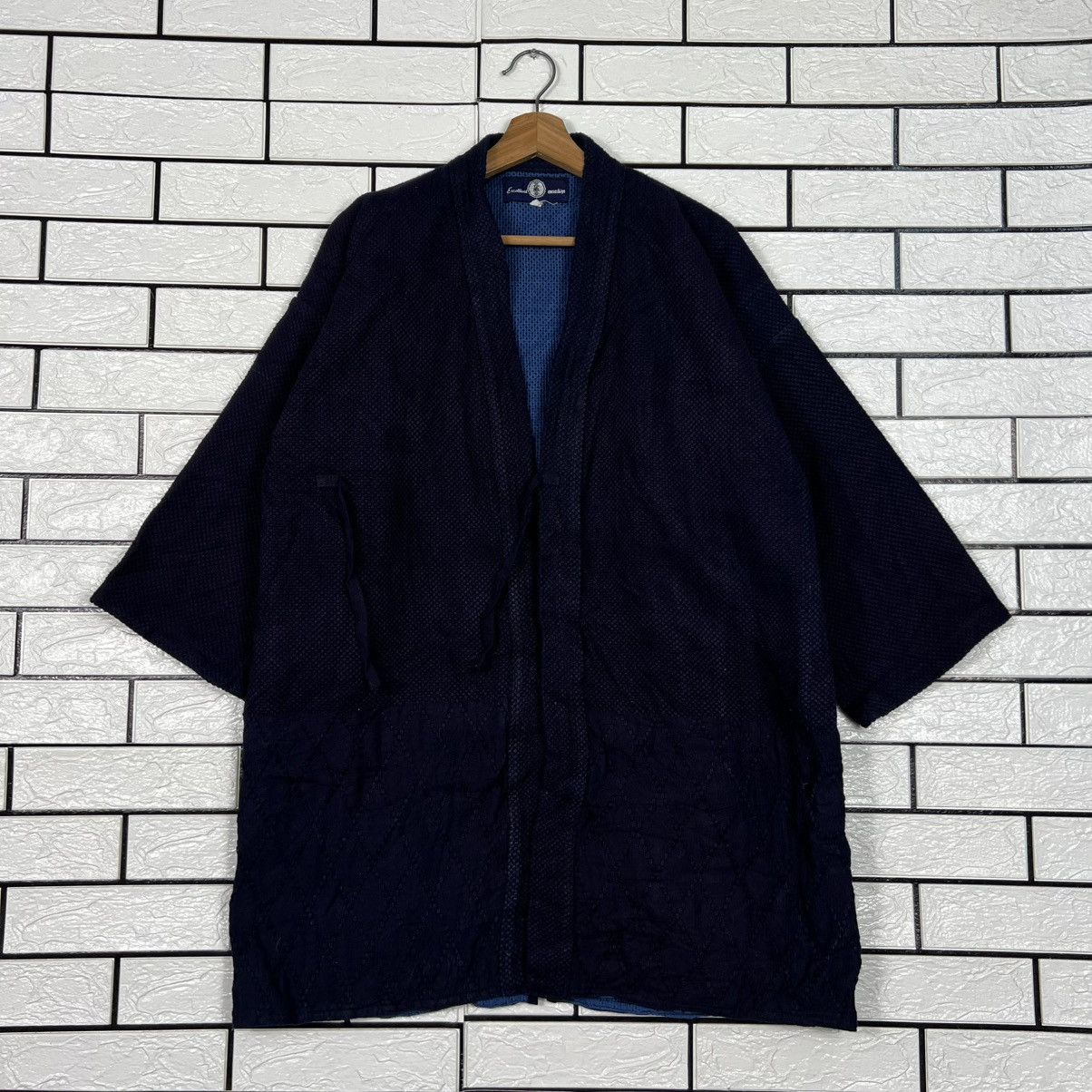 Japanese Brand Indigo Bushu Navy Blue Sashiko Thick Weave Kimono #4155-C190 Size US L / EU 52-54 / 3 - 1 Thumbnail