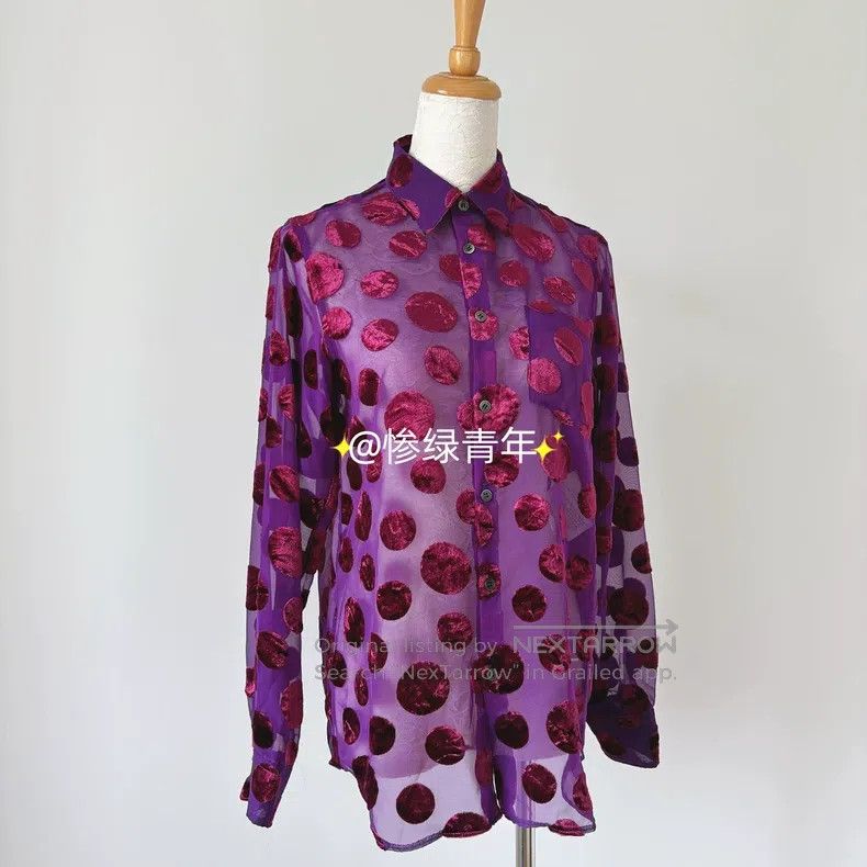 Junya Watanabe Junya Watanabe Vintage purple velvet polka dot sheer mesh Size S / US 4 / IT 40 - 2 Thumbnail