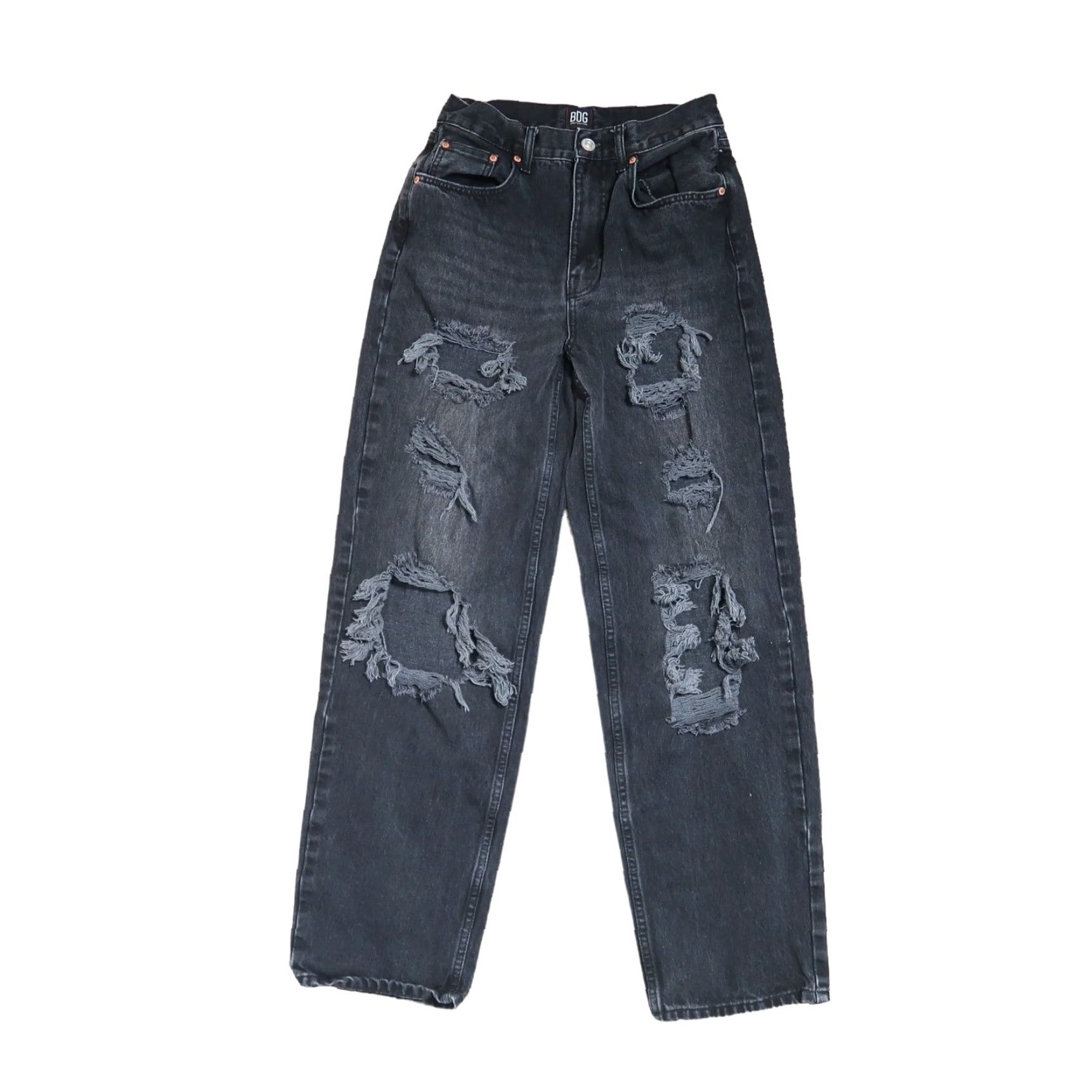 Bdg BDG Urban Outfitters High Rise Baggy Distressed Black Jeans 28 Womens Regular Jeans Size 28" / US 6 / IT 42 - 2 Thumbnail