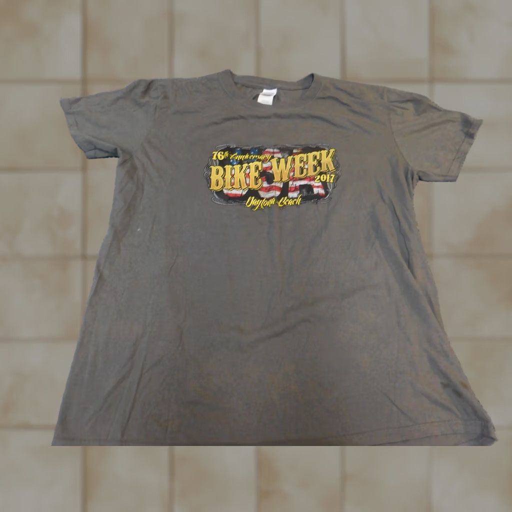 Gildan Gildan T-Shirt Mens L Gray 2017 Daytona Beach Bike Week Short Sleeve Crew Neck Graphic Classic Logo Size US L / EU 52-54 / 3 - 1 Thumbnail