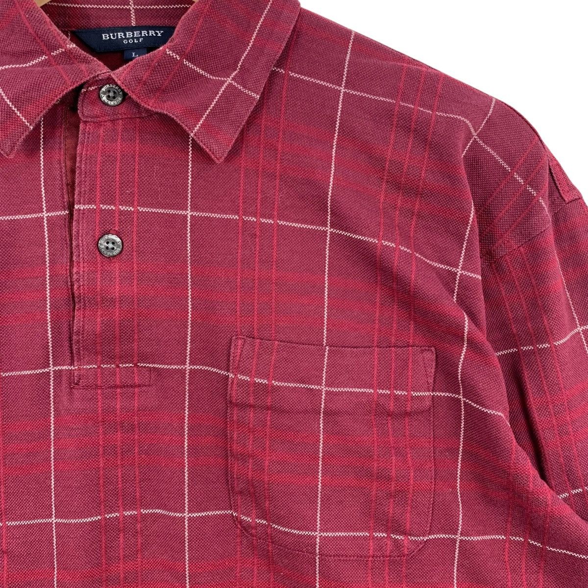 Burberry BURBERRY GOLF Tartan Check Single Pockey Collar Tshirt Size US L / EU 52-54 / 3 - 3 Thumbnail