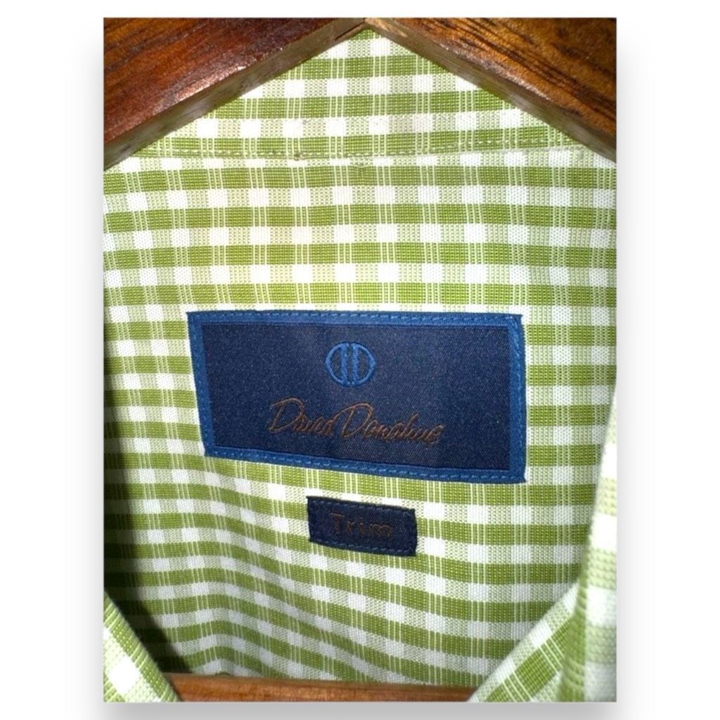David Donahue David Donahue Green Check Trim Fit Dress Shirt Size L 16.5 3 Size US L / EU 52-54 / 3 - 2 Thumbnail