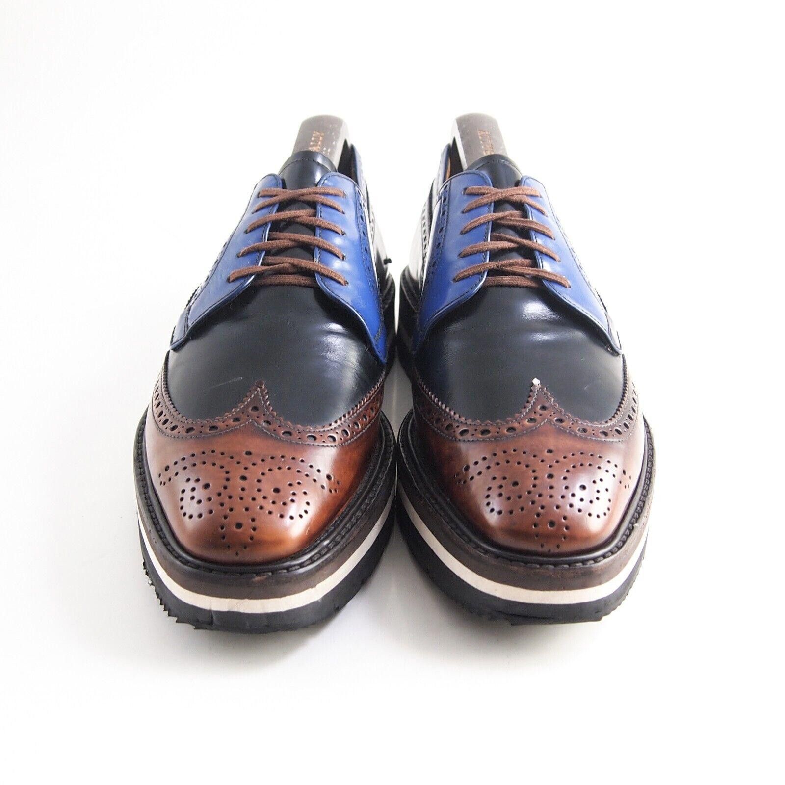 Prada Prada Lug Sole Brogues 2EG016 Black Blue Brown EU 40 US 7 Size US 7 / EU 40 - 4 Thumbnail
