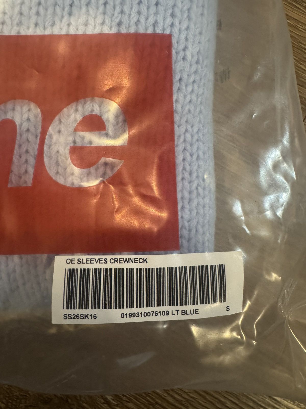 Supreme Supreme Old English Sleeves Sweater (Baby Blue) Size US S / EU 44-46 / 1 - 4 Thumbnail