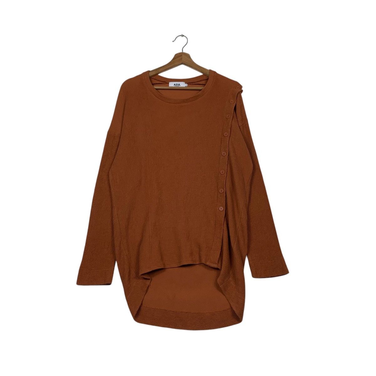 Japanese Brand AZUL by MOUSSY Asymmetrical Button Sweater #2245-C99 Size M / US 6-8 / IT 42-44 - 1 Thumbnail