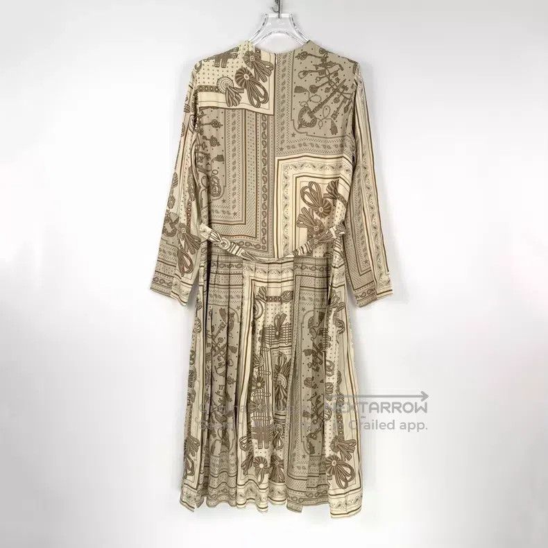Hermes Hermes Beige Rope Pattern Silk Dress with Belt Size S / US 4 / IT 40 - 4 Thumbnail