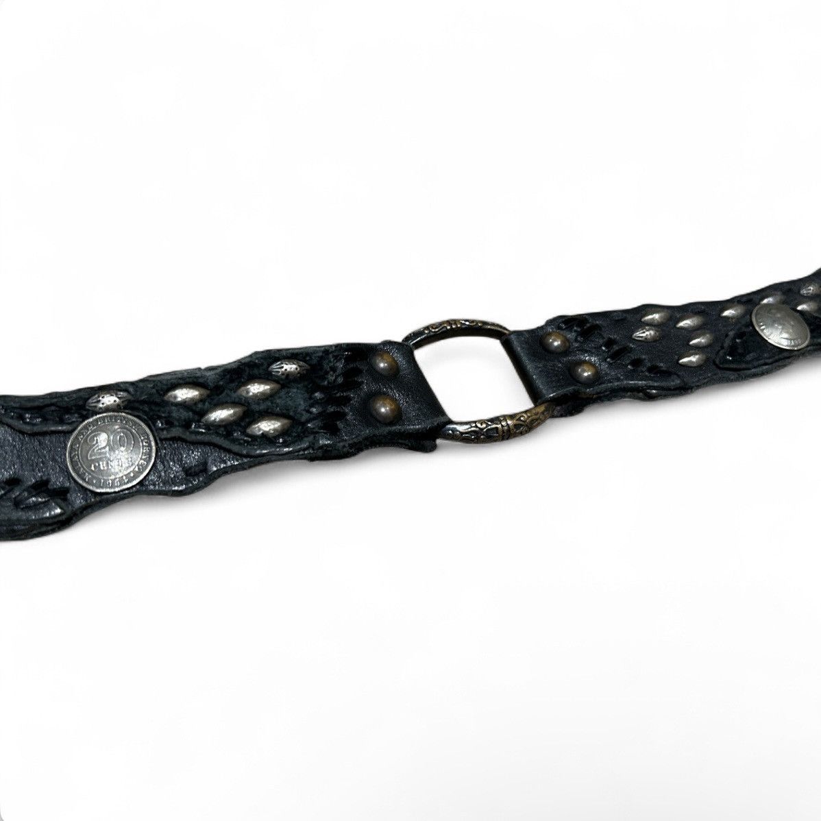 14th Addiction 14th Addiction Leather Stud Belt Size 32 - 8 Thumbnail