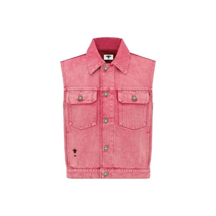 Dior Dior SS22 Pink Sleeveless Denim Jacket 0079 Size M / US 6-8 / IT 42-44 - 1 Thumbnail