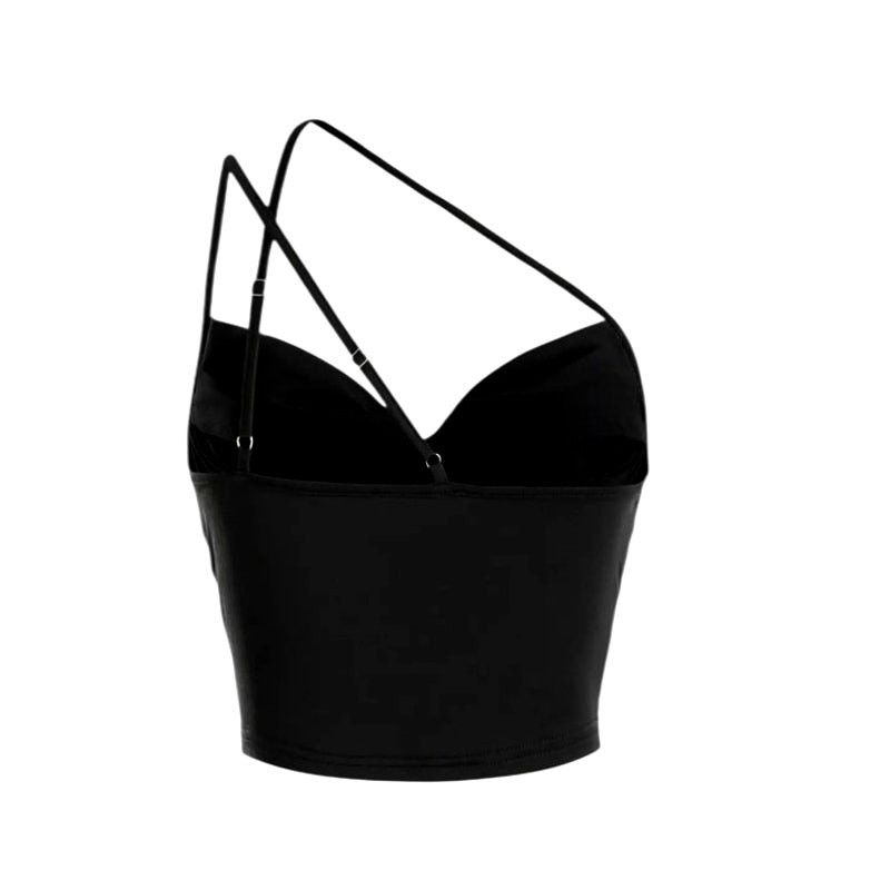 Cider Cider Women's Black Solid Ruched Cowl Neck Crop Tank Top Size S / US 4 / IT 40 - 3 Thumbnail