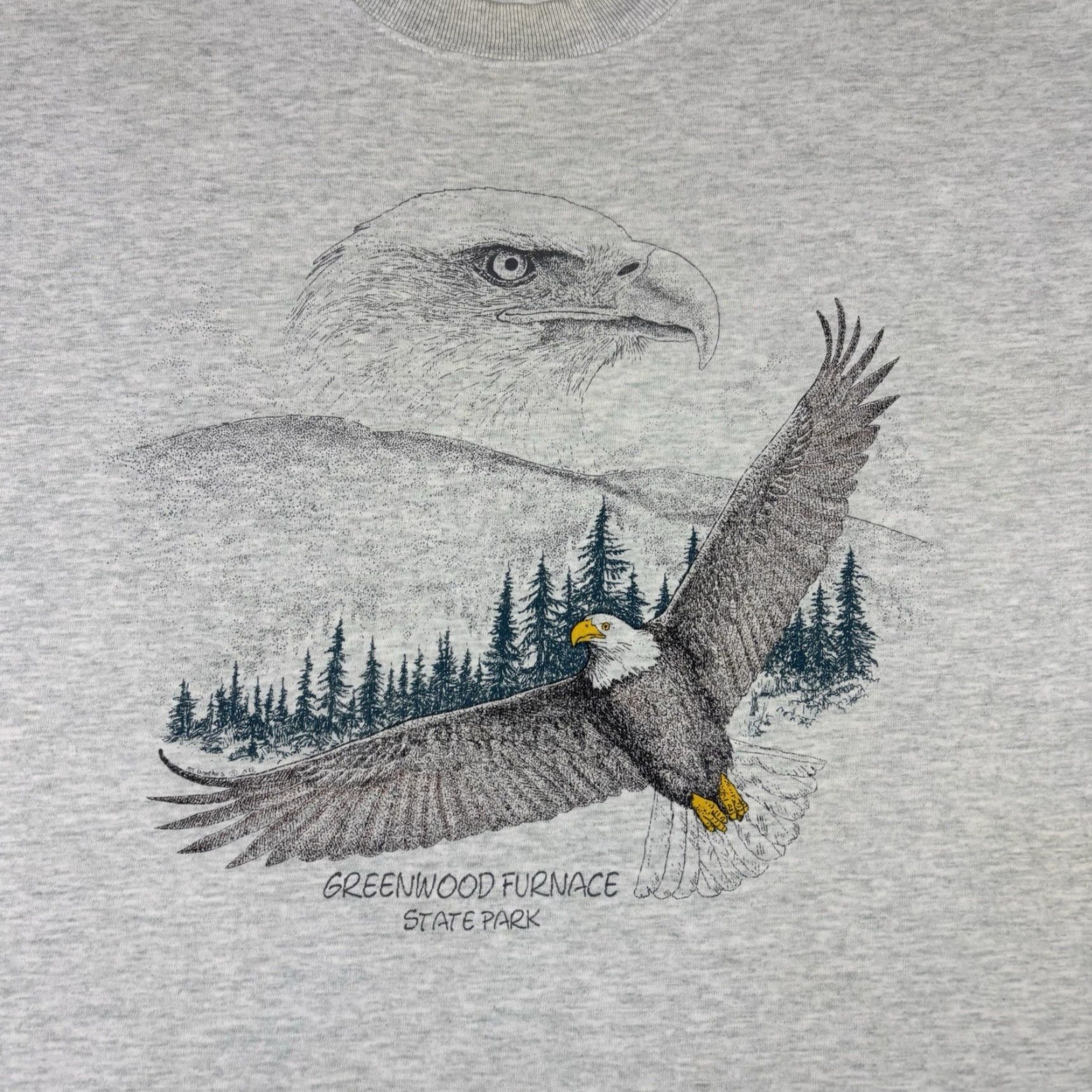 Fruit Of The Loom VINTAGE Bald Eagle Bird T Shirt Gray XL 90s Animal Print Cotton Fruit of the Loom Shirt Mens Crew Neck Short Sleeve Size US XL / EU 56 / 4 - 3 Thumbnail