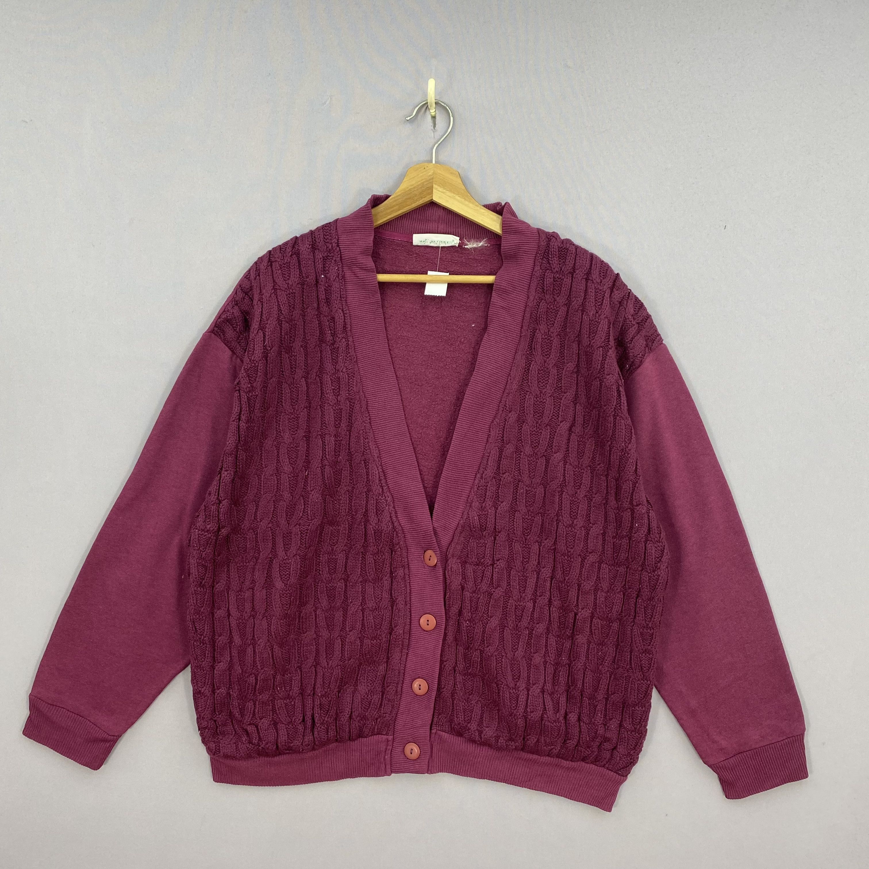 Japanese Brand Vintage Foot Locker Cable Knit Cardigan V-Neck Sweatshirt Size US XL / EU 56 / 4 - 2 Thumbnail