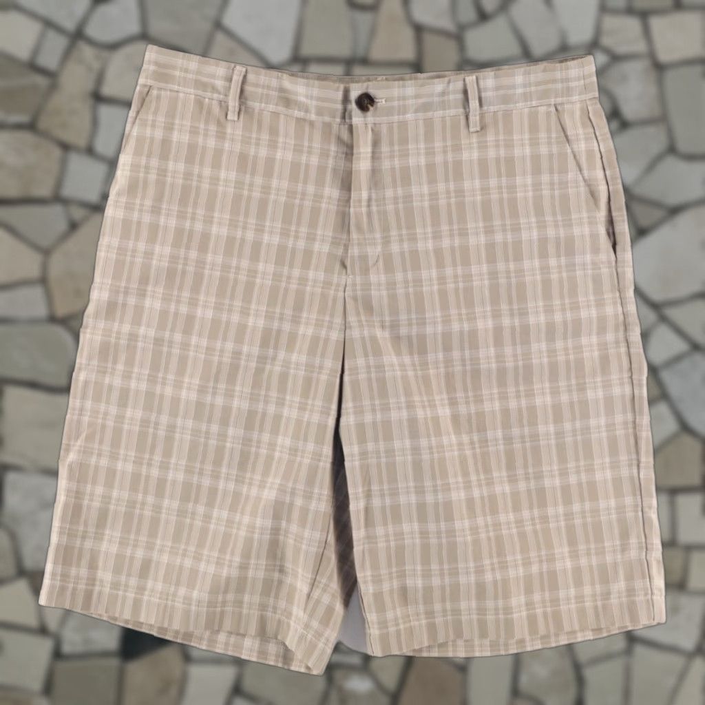 Adidas Adidas Golf Shorts Men 34 Brown Plaid Polyester Stretch Casual Regular Fit Sh Size US 34 / EU 50 - 1 Thumbnail