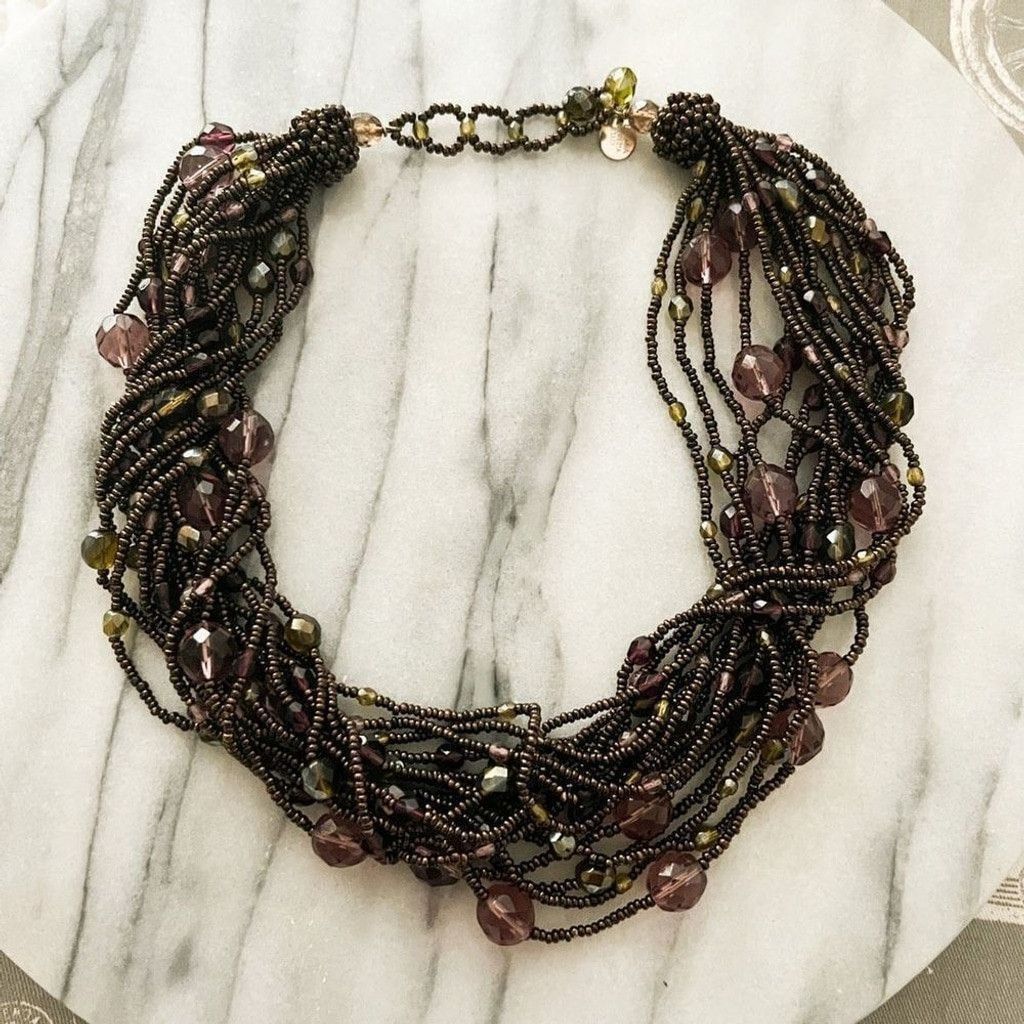 Vintage Elma Venezia Necklace Venetian Glass Beaded Purple Size ONE SIZE - 1 Thumbnail