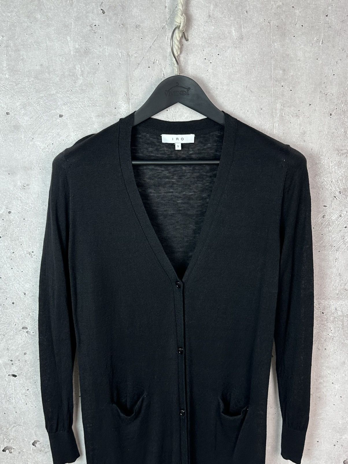 Iro IRO Vanileo Black Linen Knit V-neck Buttons Pockets Dress Size S / US 4 / IT 40 - 2 Thumbnail
