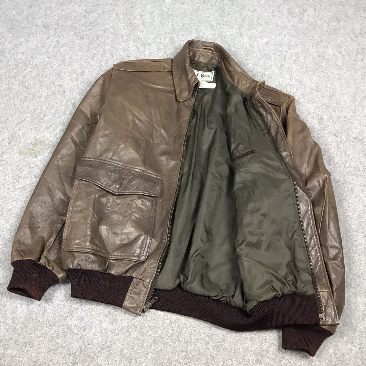 L.L. Bean VINTAGE LL.BEAN BROWN LEATHER BOMBER JACKET Size US S / EU 44-46 / 1 - 12 Thumbnail