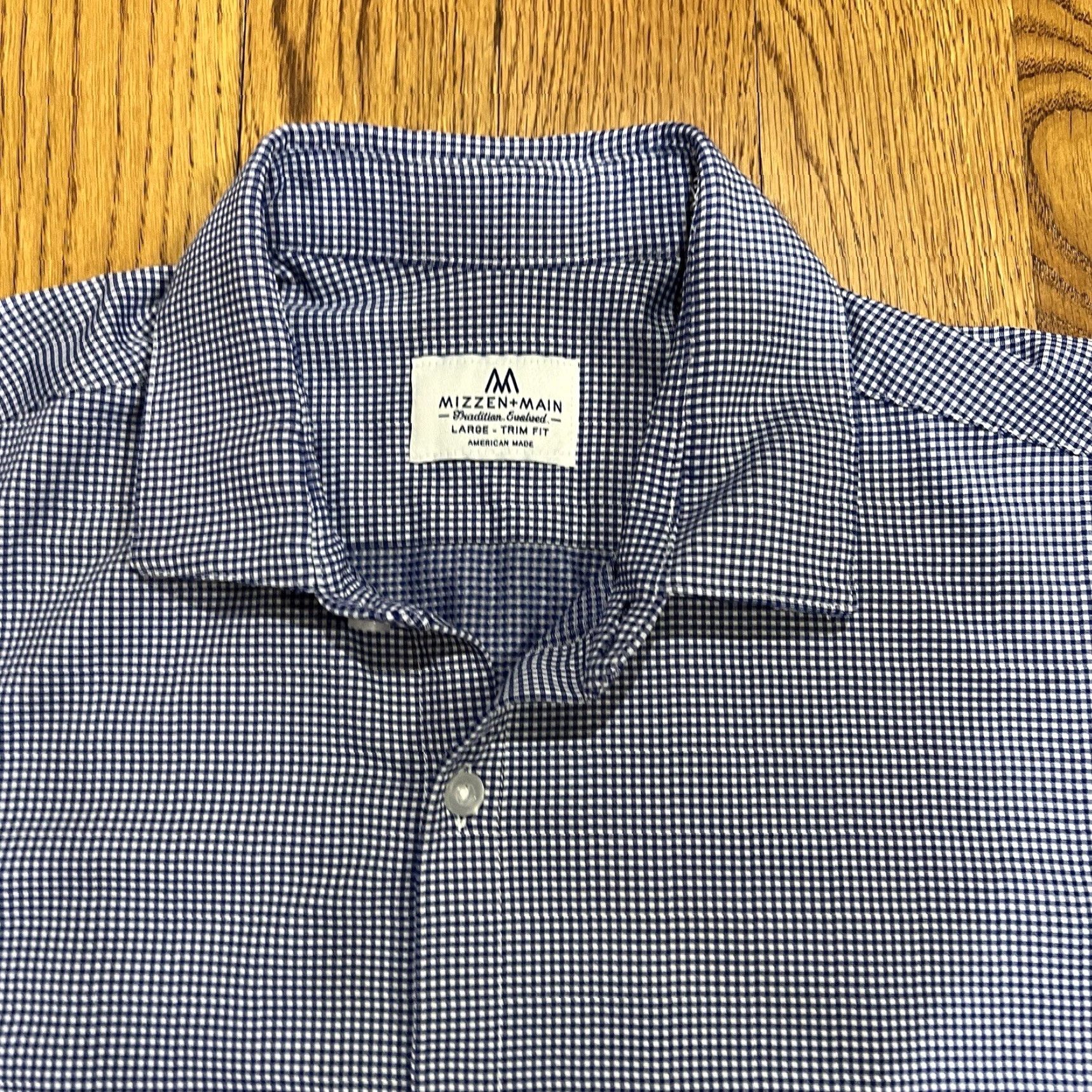 Mizzen+Main Mizzen+Main Men's Shirt Large Slim Button-Up Blue Gingham Check Casual Formal Business Shirt Size US L / EU 52-54 / 3 - 5 Thumbnail
