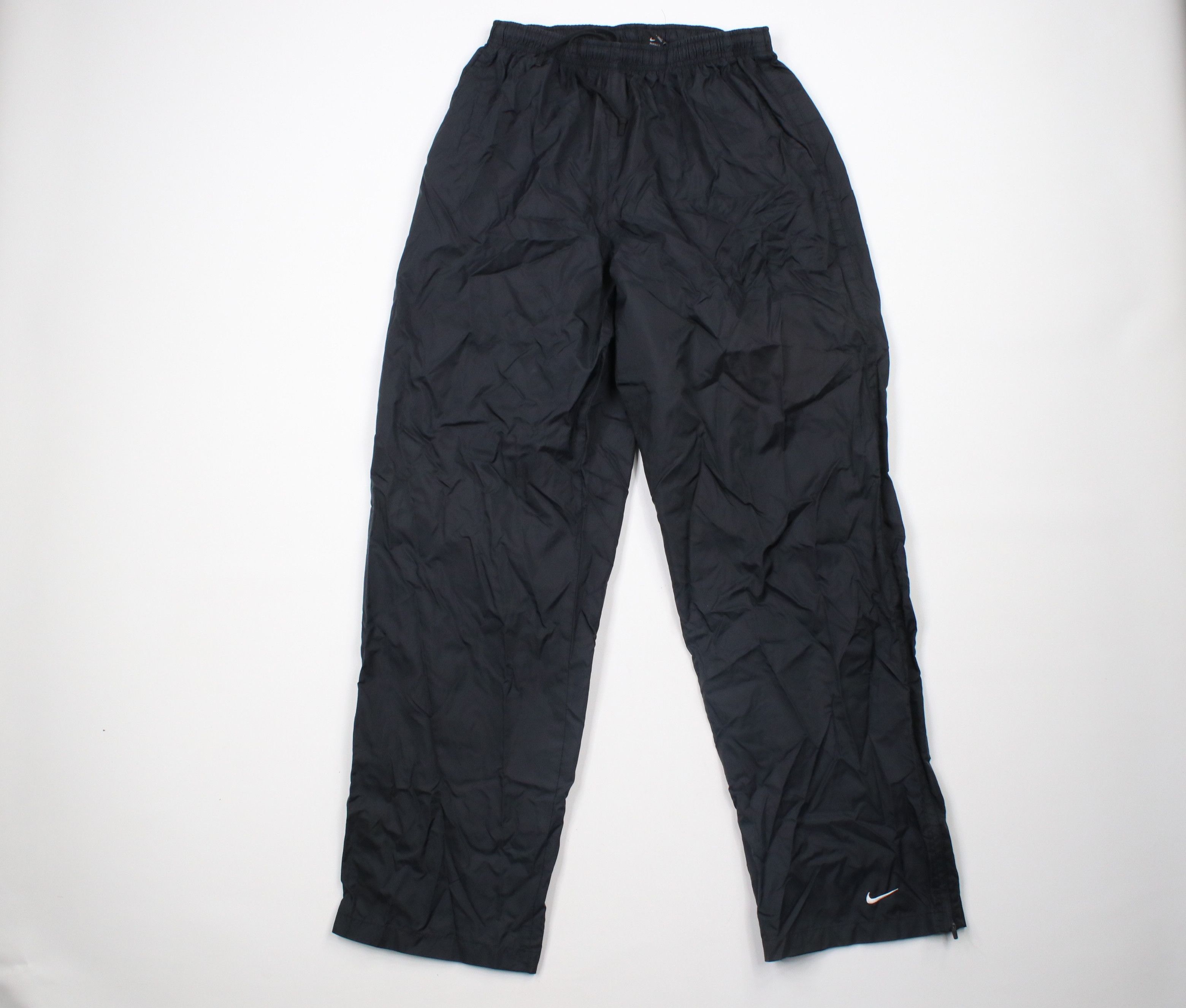 Nike × Vintage Vintage Nike Mini Swoosh Wide Leg Windbreaker Pants Black Size US 36 / EU 52 - 1 Thumbnail