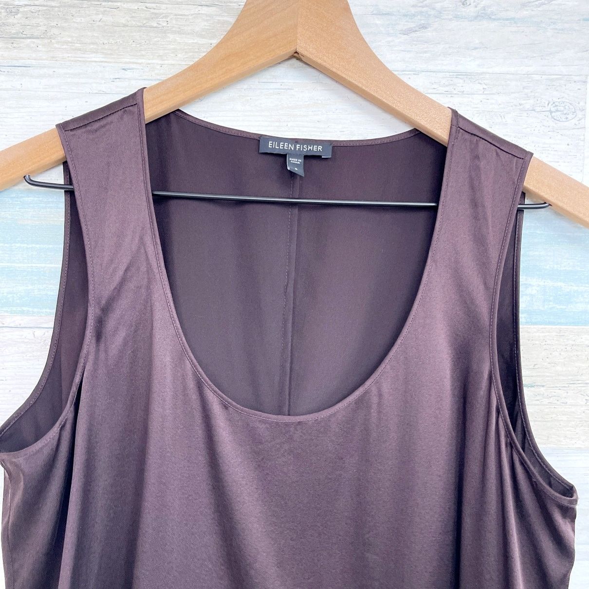 Eileen Fisher Eileen Fisher Silk Sleeveless Satin Tank Top Brown S Size S / US 4 / IT 40 - 2 Thumbnail