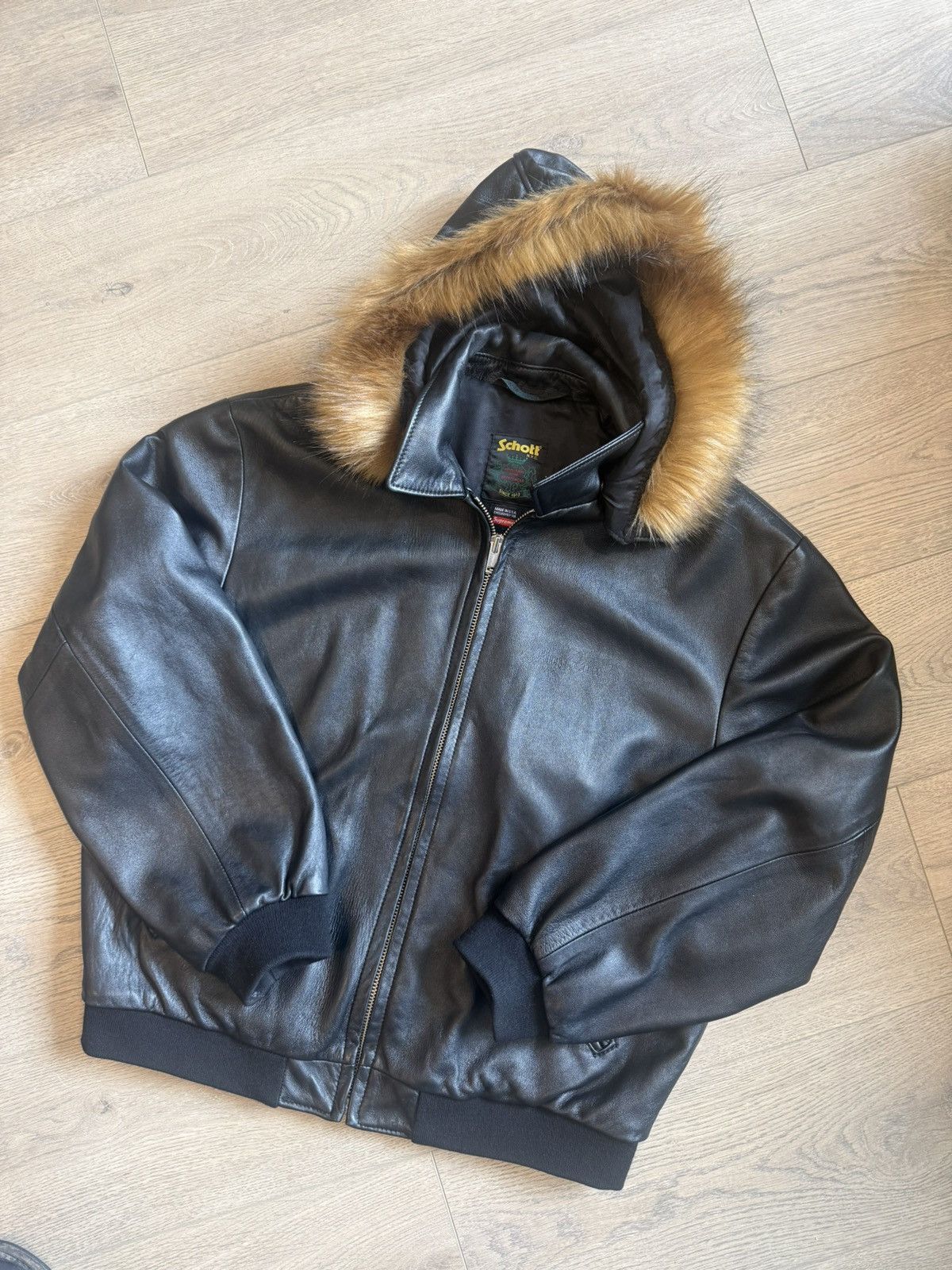 Schott × Supreme Supreme Schott Hooded Leather Bomber Jacket Large Size US L / EU 52-54 / 3 - 1 Thumbnail