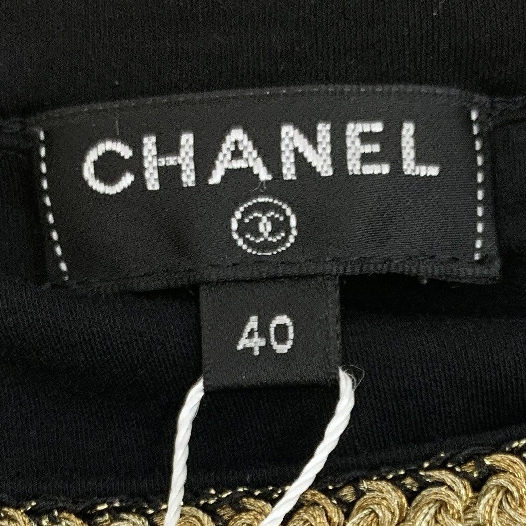Chanel Chanel Black Tumbled Woven Cotton T-Shirt Size M / US 6-8 / IT 42-44 - 7 Thumbnail