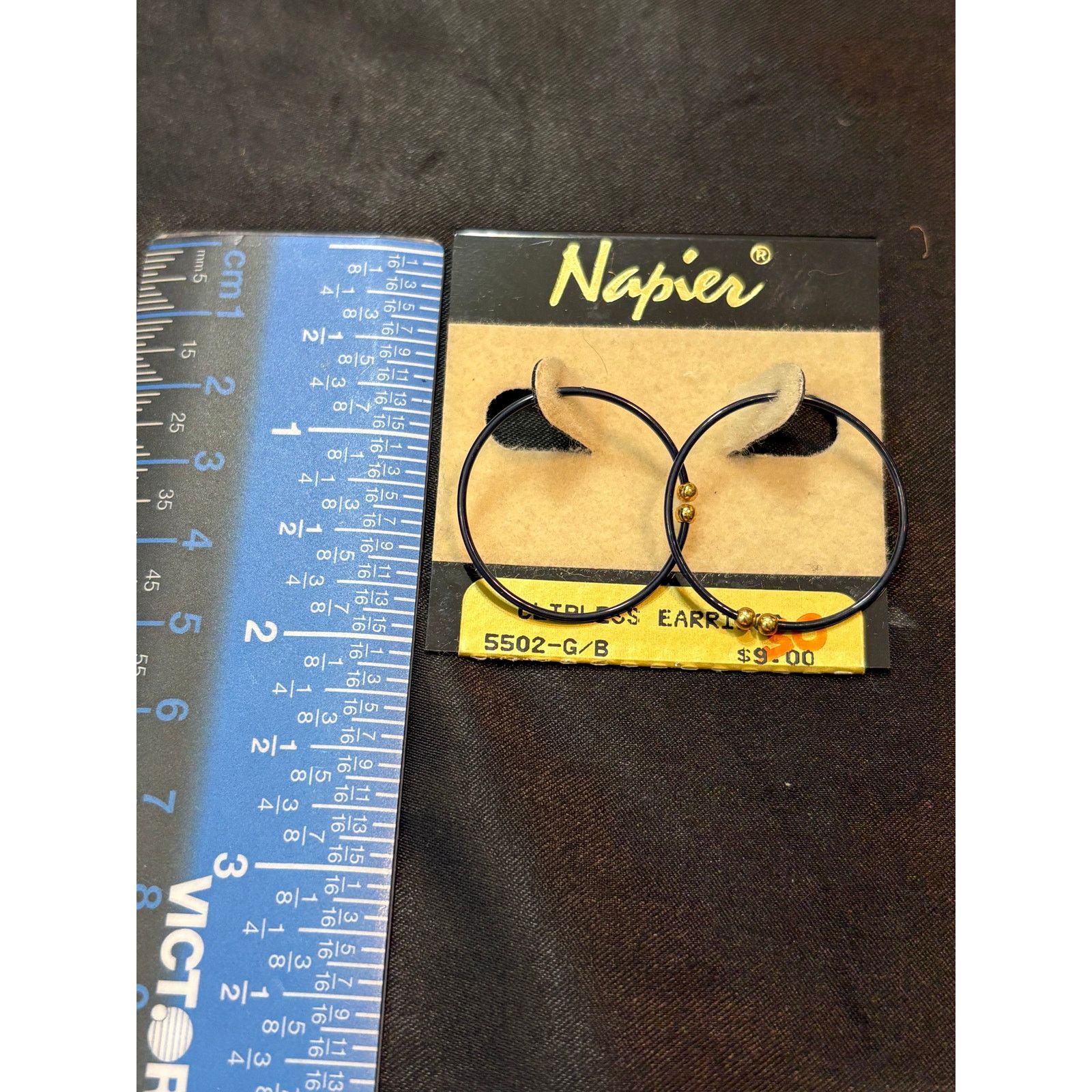 Other Vintage Napier CLIPLESS Black Hoop Earrings Size ONE SIZE - 2 Thumbnail