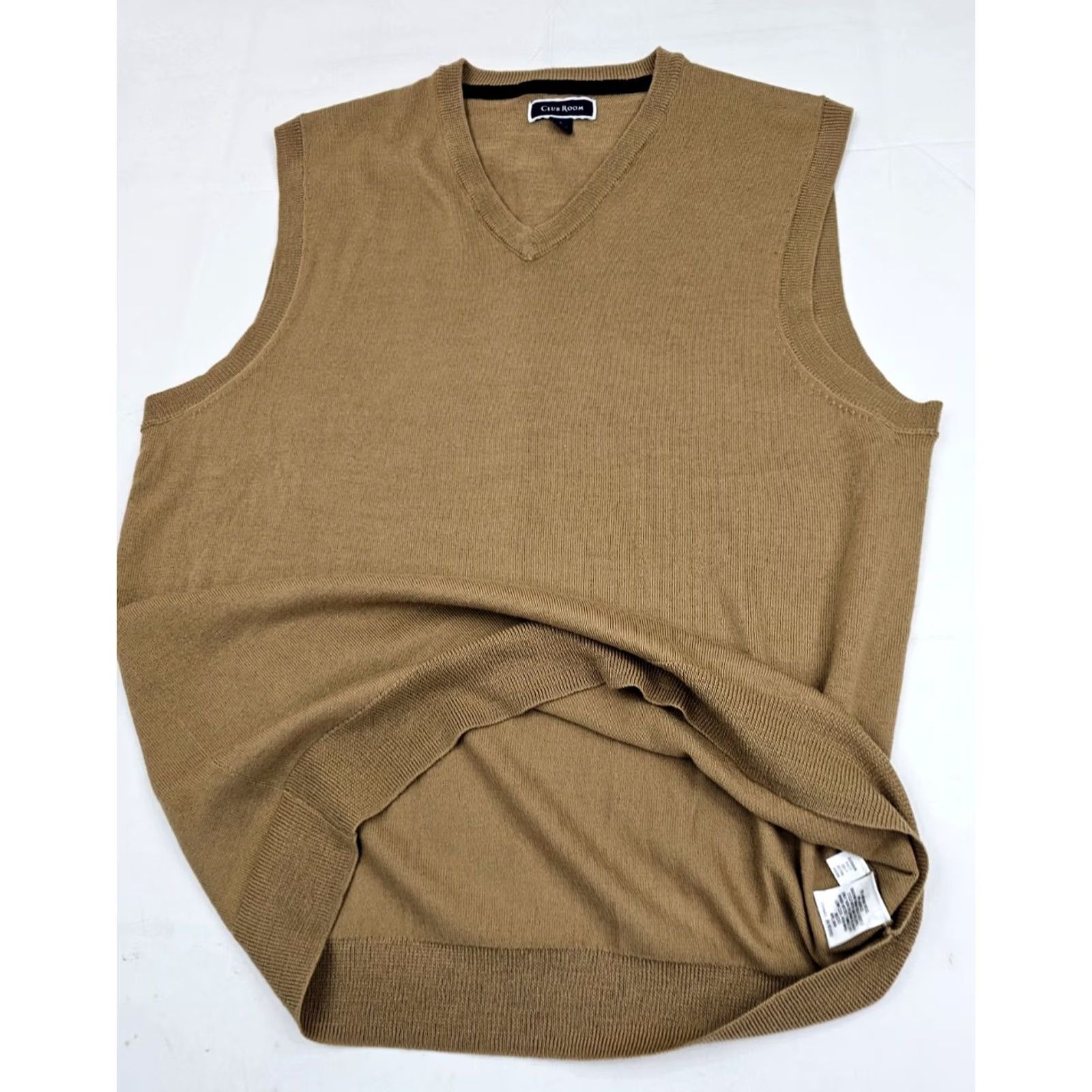 Club Room VINTAGE Club Room Merino Wool Blend Sleeveless Vest Men L Tan Bronze Knit V-Neck Golf Size US L / EU 52-54 / 3 - 5 Thumbnail