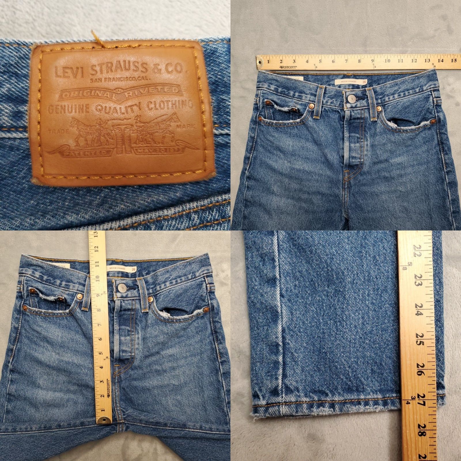 Denime VINTAGE Levis Premium Jeans Womens 26 Blue Denim Wedgie Straight Leg Button Fly Pants Size 26" / US 2 / IT 38 - 8 Thumbnail