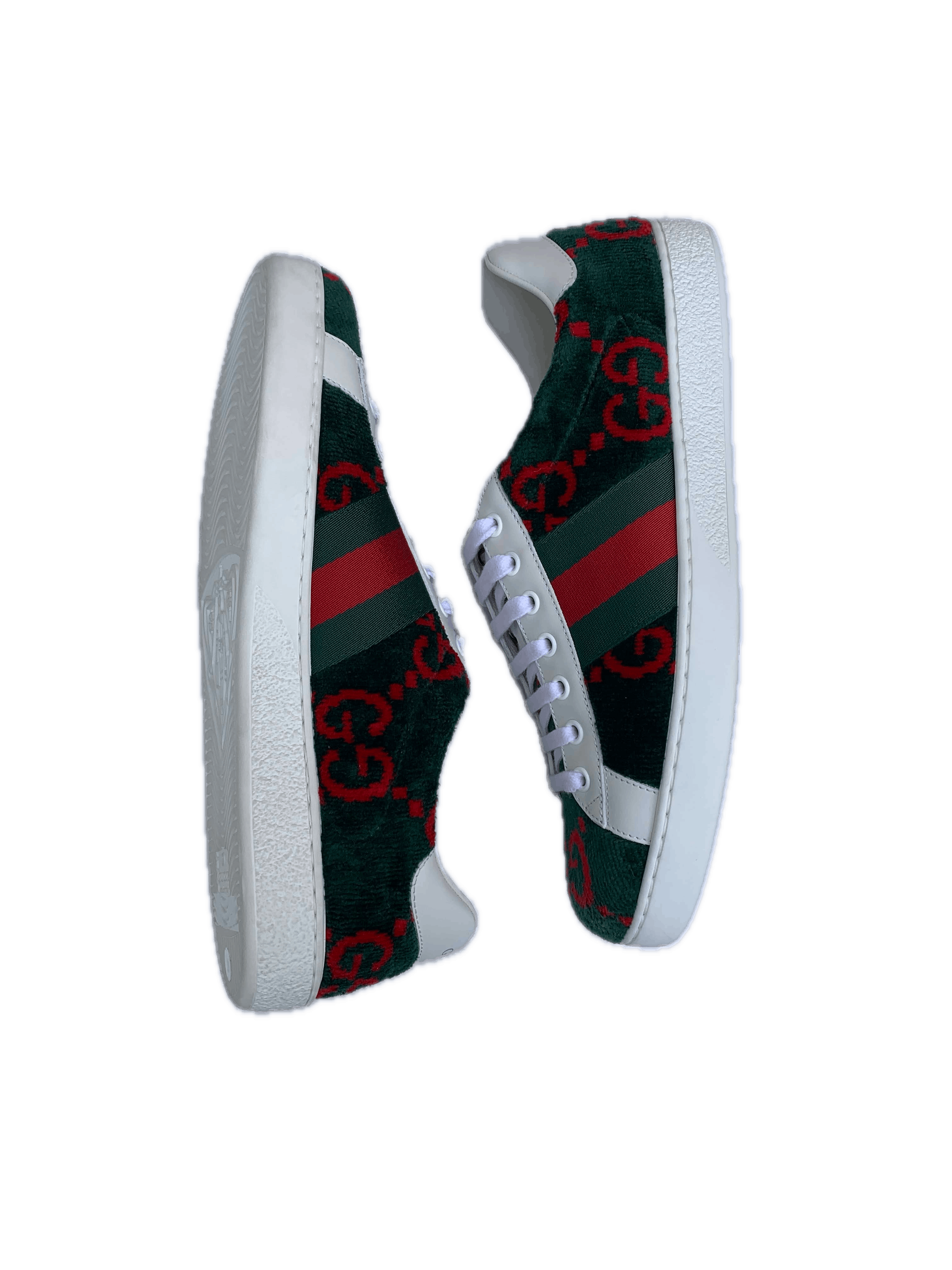 Gucci Gucci BNIB Green & Red Velvet GG Ace Low-Top Sneaker Size US 8 / EU 41 - 9 Thumbnail