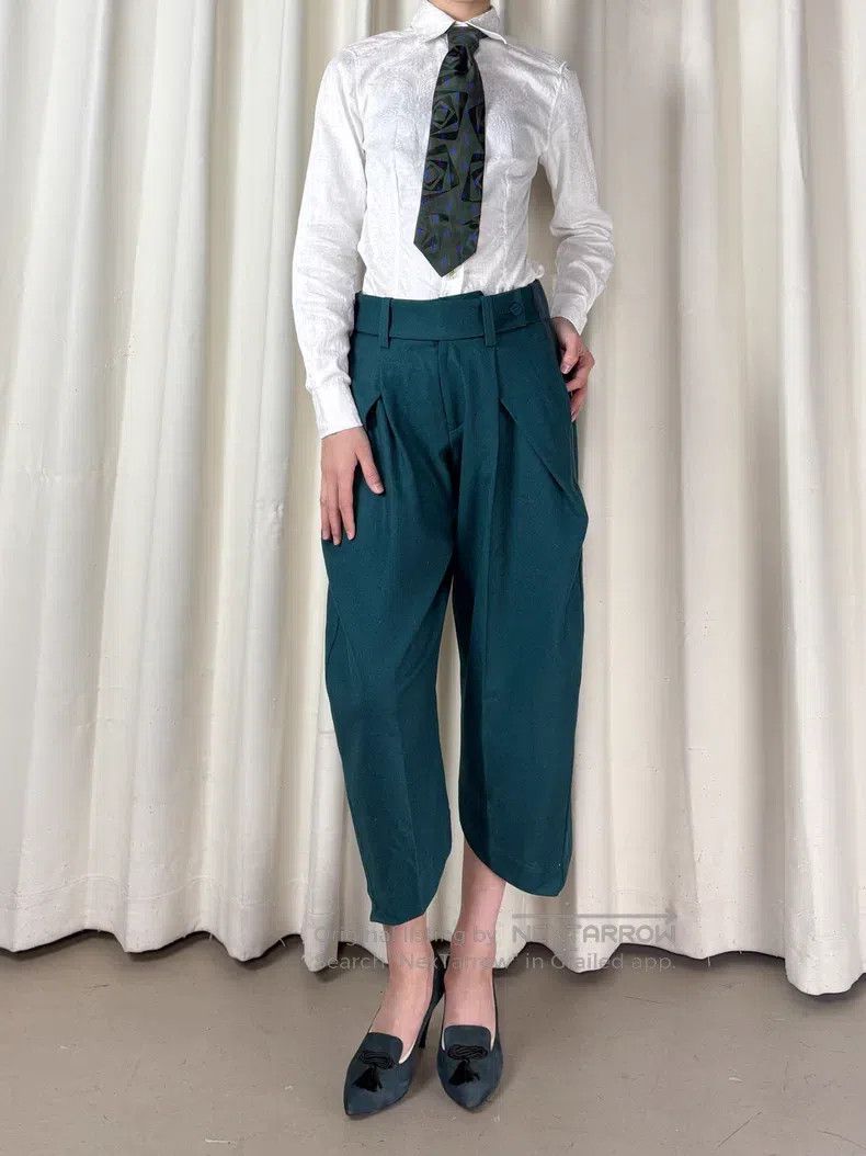 Issey Miyake Issey Miyake Origami Patchwork Peacock Green Harem Pants Size 25" / US 0 / IT 36 - 5 Thumbnail