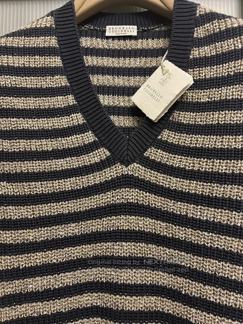 Brunello Cucinelli Brunello Cucinelli 100% Cotton Vest with Fine Glitter Size M / US 6-8 / IT 42-44 - 2 Thumbnail